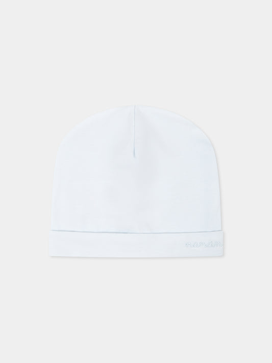Light blue hat for baby boy with logo