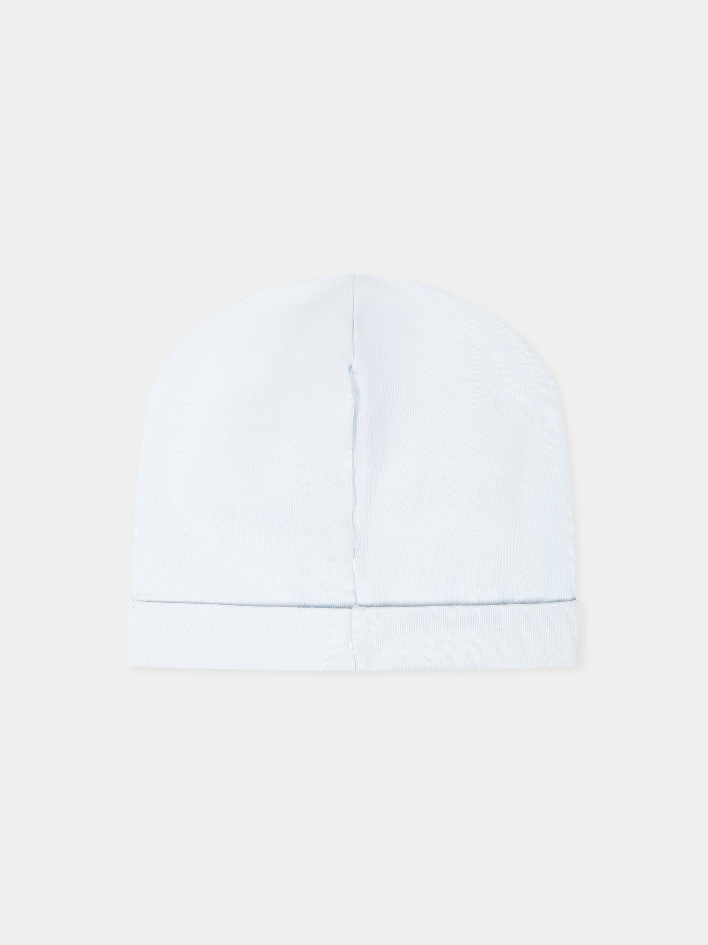 Light blue hat for baby boy with logo