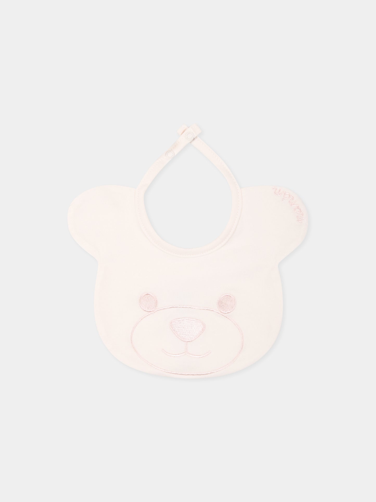 Pink bib for baby girl with bear
