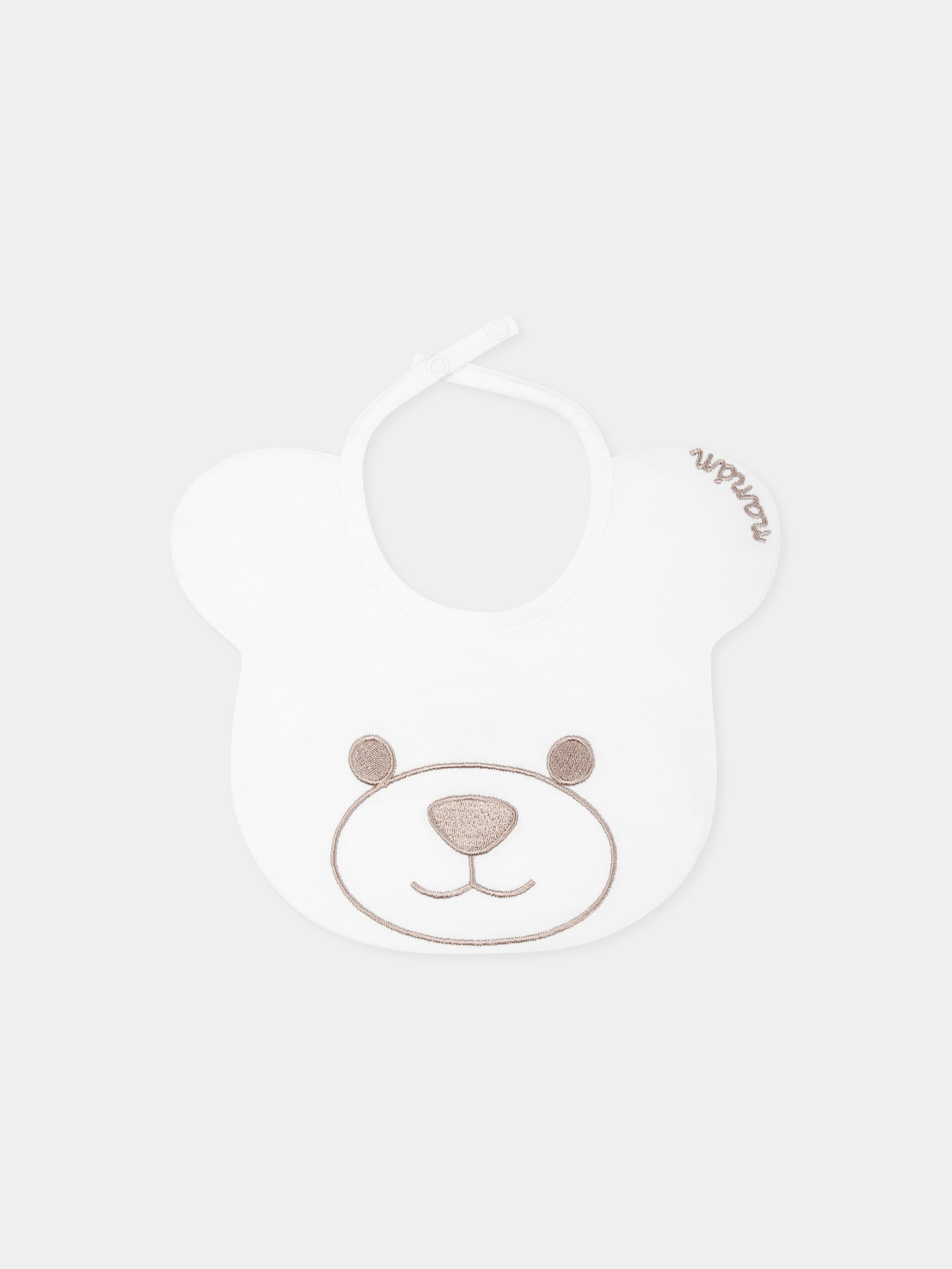 Bavaglino bianco per neonati con orso,Nanán,E25110B