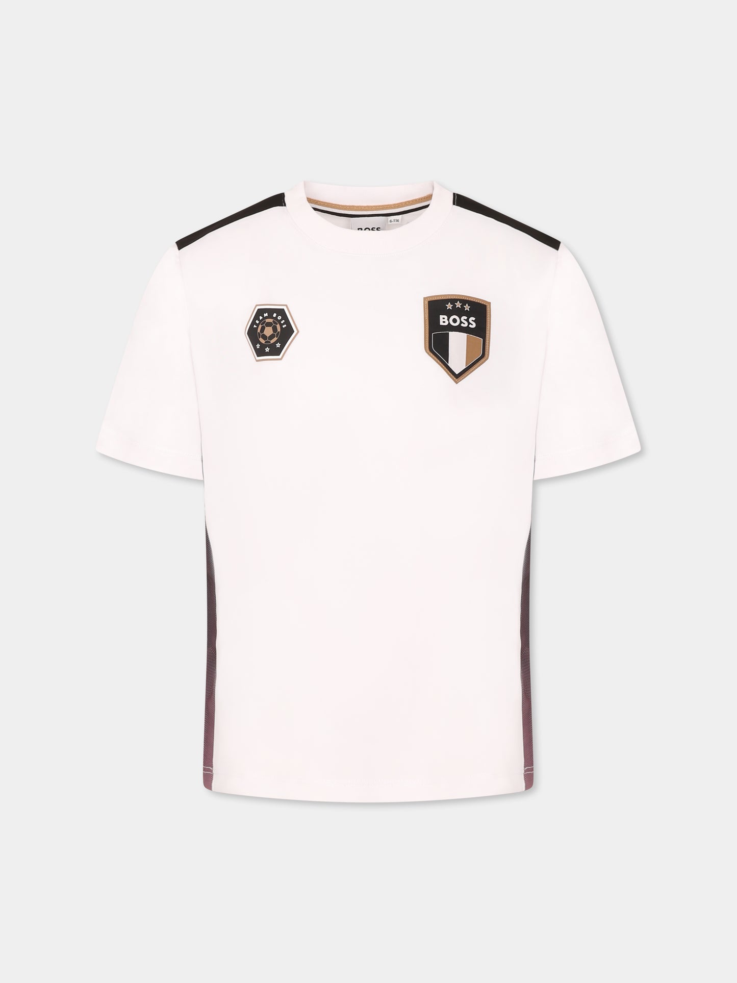 T-shirt bianca per bambino con stemmi,Boss,J52691 10P