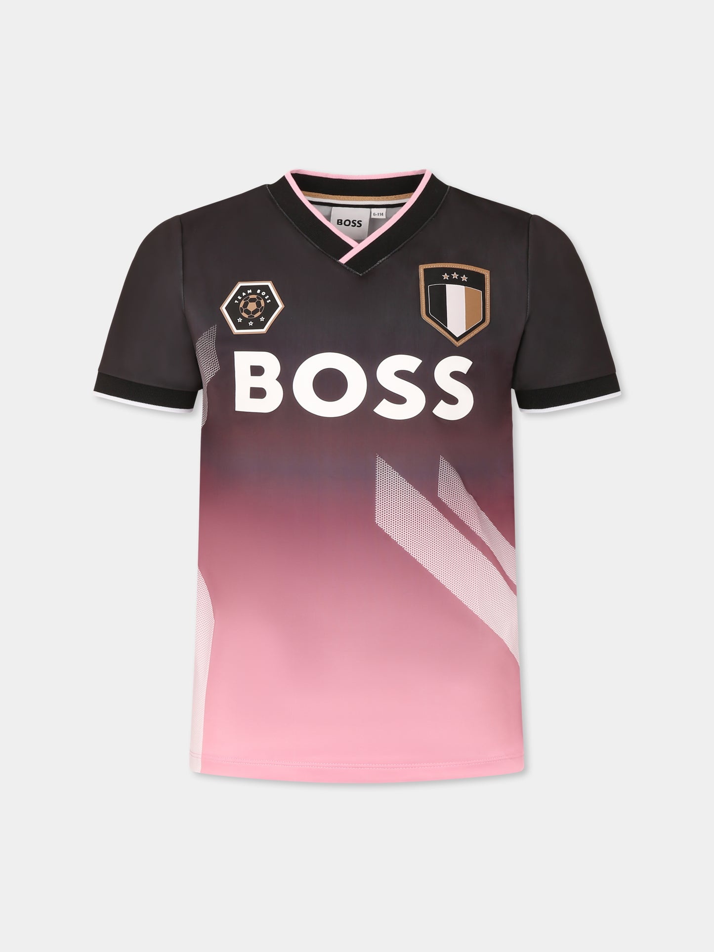 T-shirt nera per bambino con logo,Boss,J52693 09B