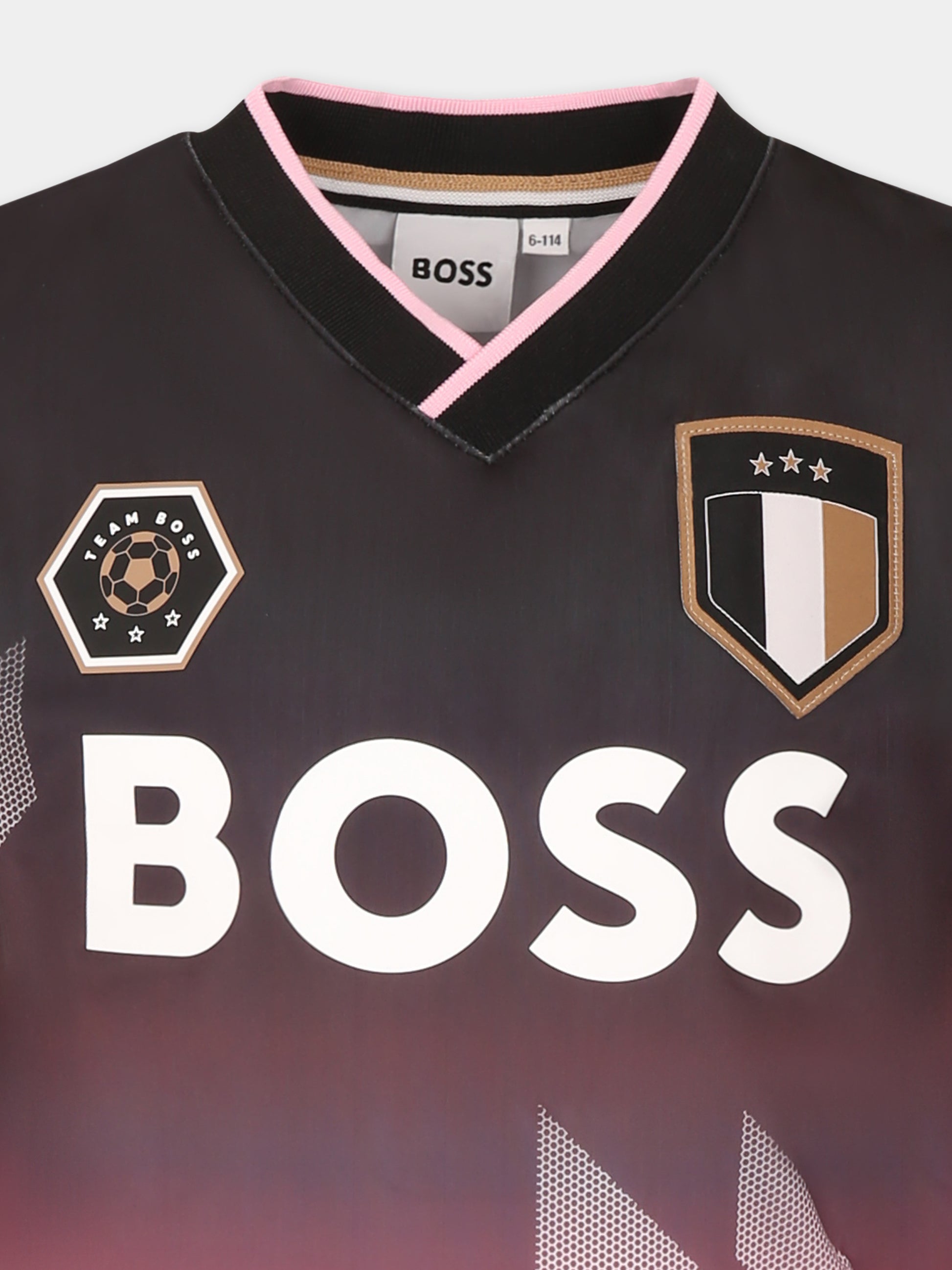 T-shirt nera per bambino con logo,Boss,J52693 09B