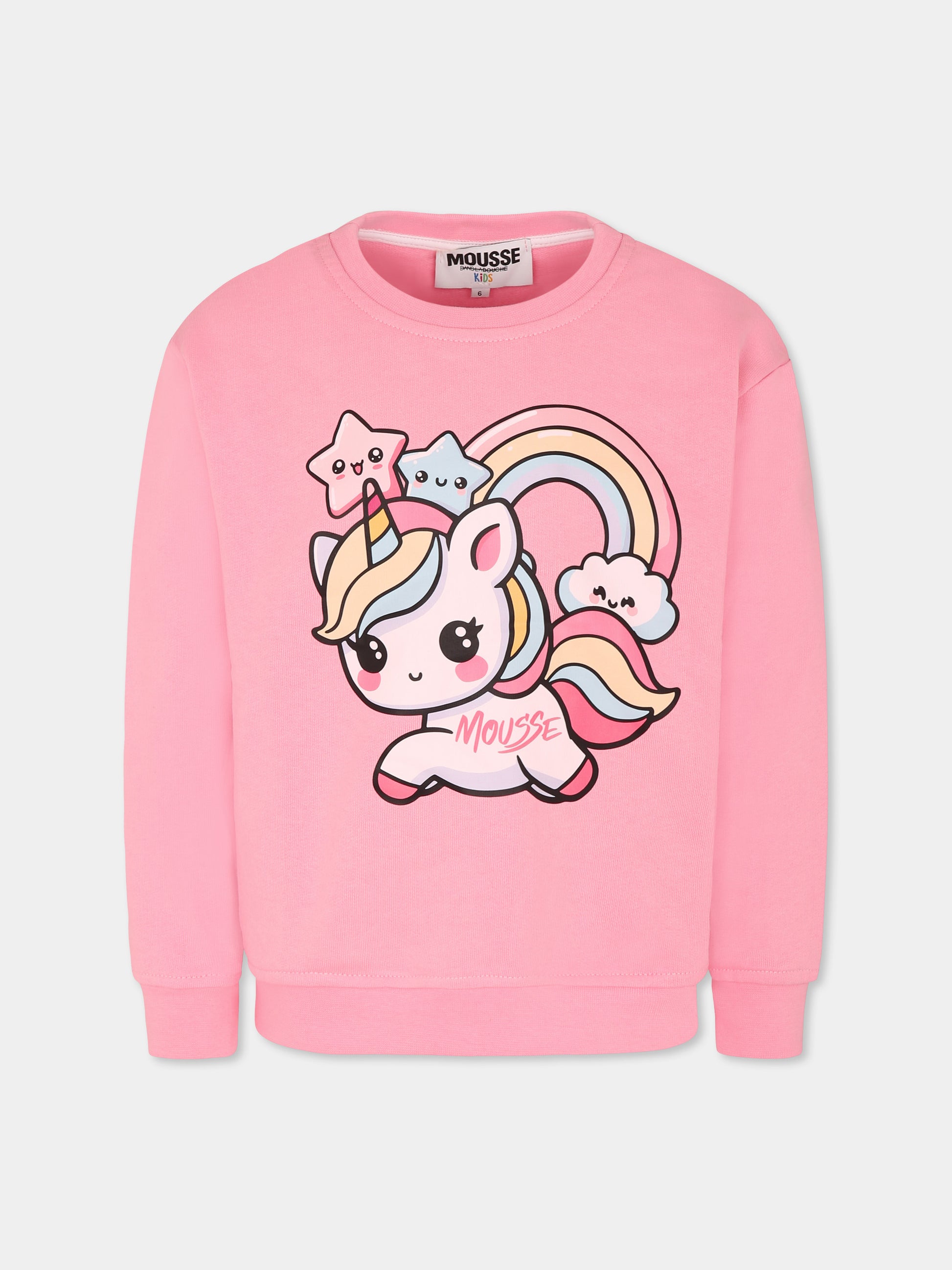 Felpa rosa per bambina con unicorno,Mousse Kids,SKFG372P