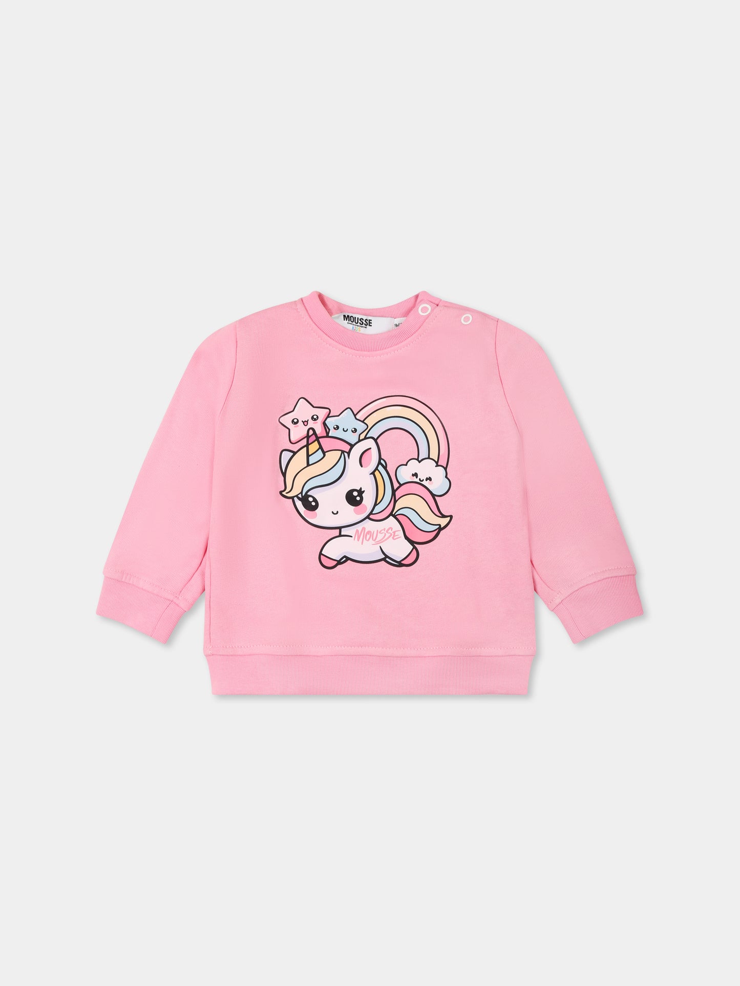 Felpa rosa per neonata con unicorno,Mousse Kids,SKNFG372P