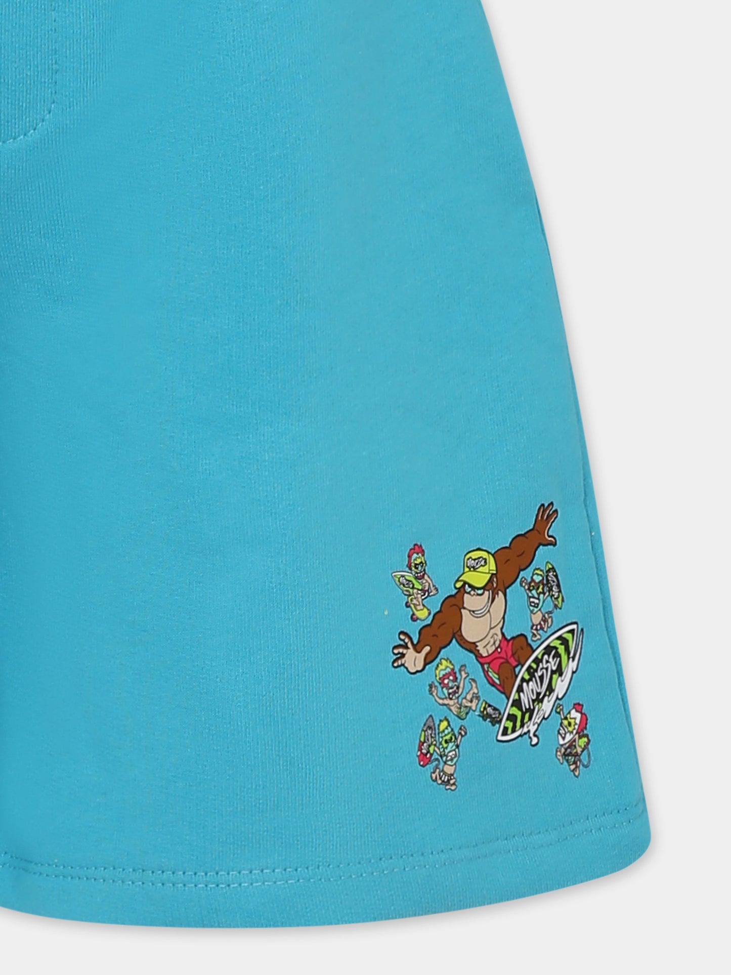 Shorts verdi per bambino con scimmia e mostri maori,Mousse Kids,SKBF383E