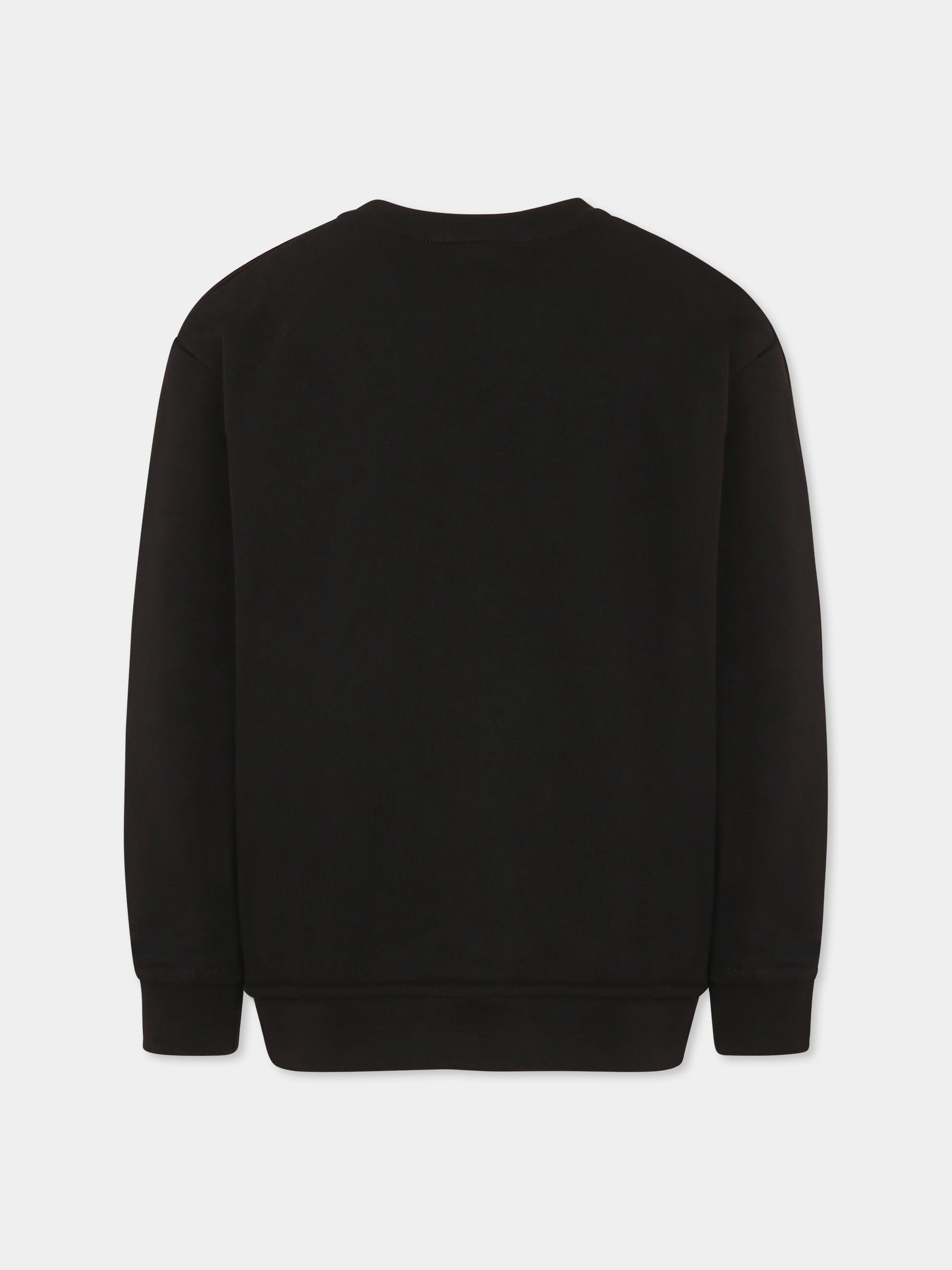 Felpa nera per bambino con scimmia e mostri maori,Mousse Kids,SKFG383B