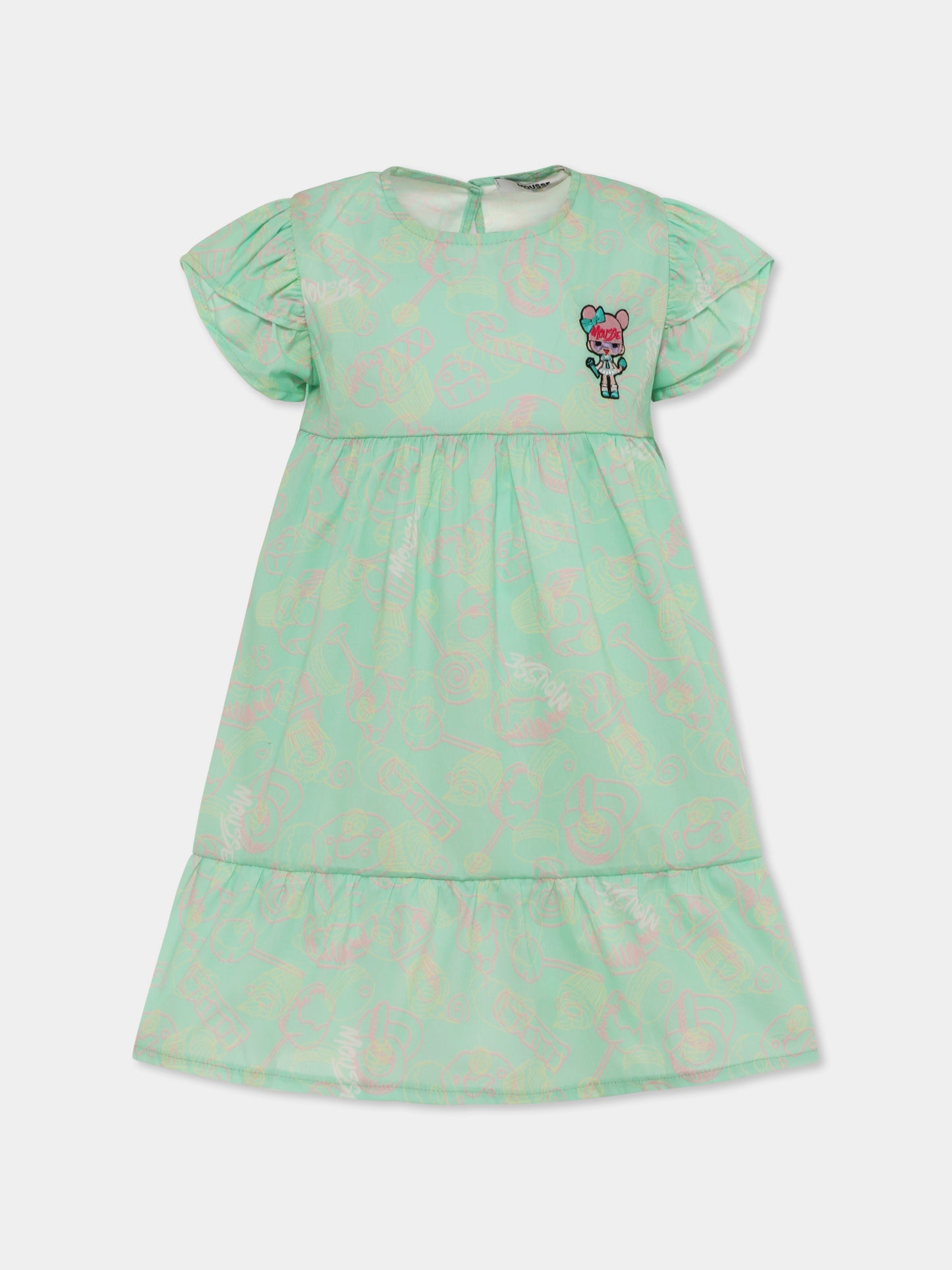 Green dress for girl with doll
