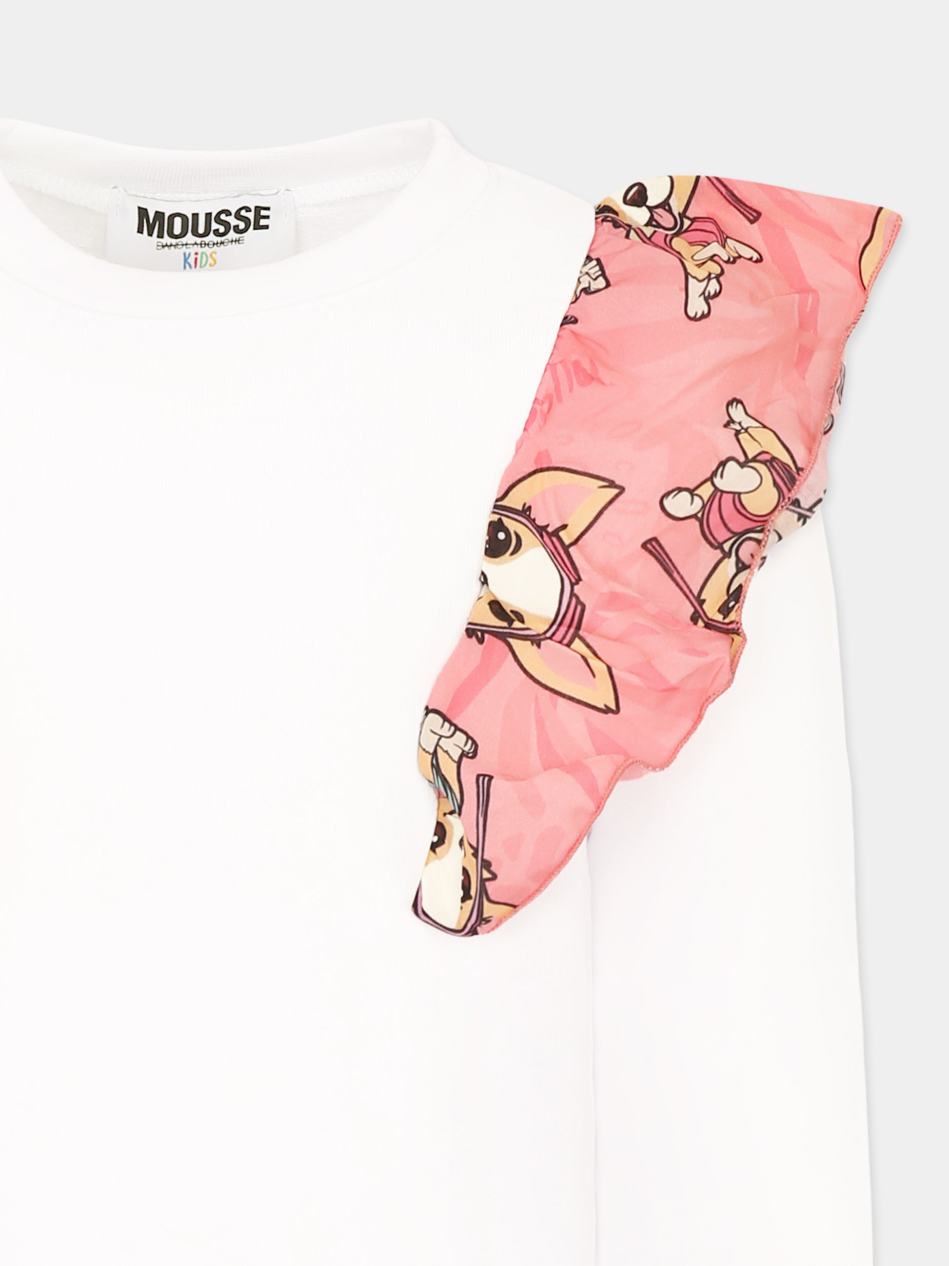 Felpa bianca per bambina con cagnolino,Mousse Kids,SKFRF373W