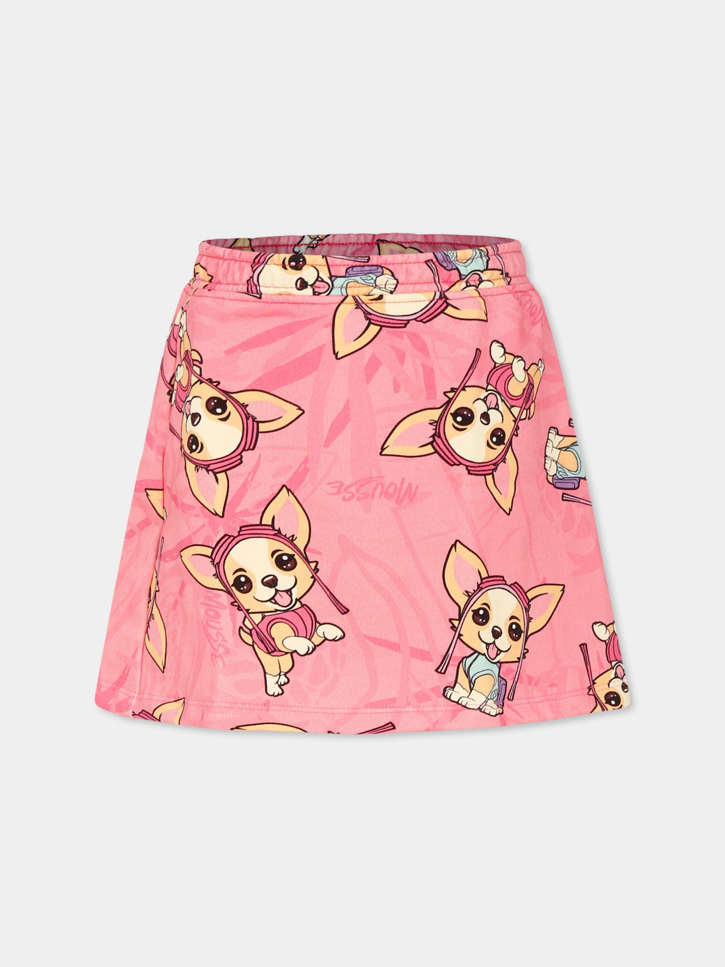 Gonna rosa per bambina con cane all over,Mousse Kids,SKG373