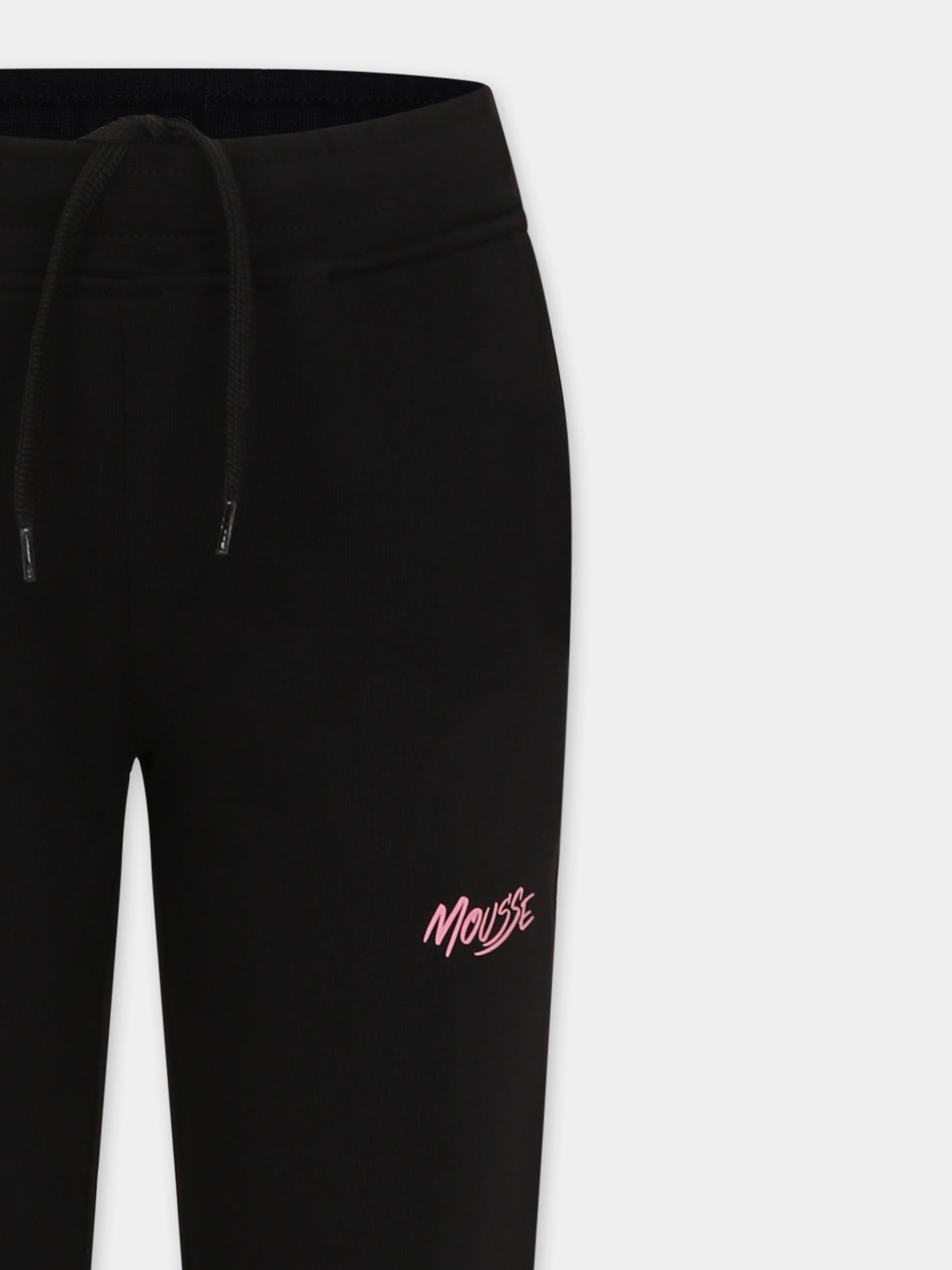 Pantaloni neri per bambina con logo,Mousse Kids,SKPFGB