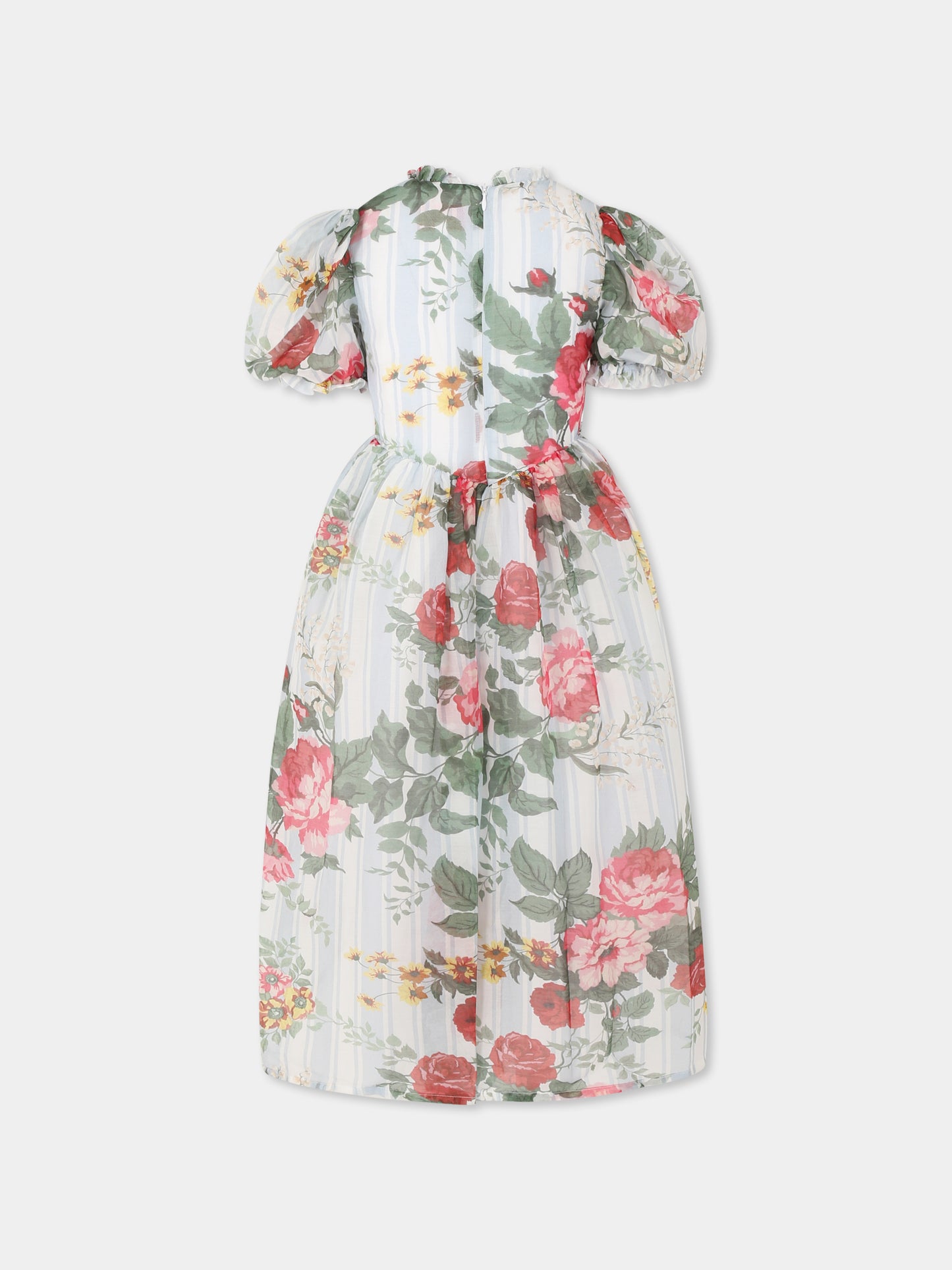 Vestito azzurro per bambina con stampa floreale,Vivetta Kids,VE2551