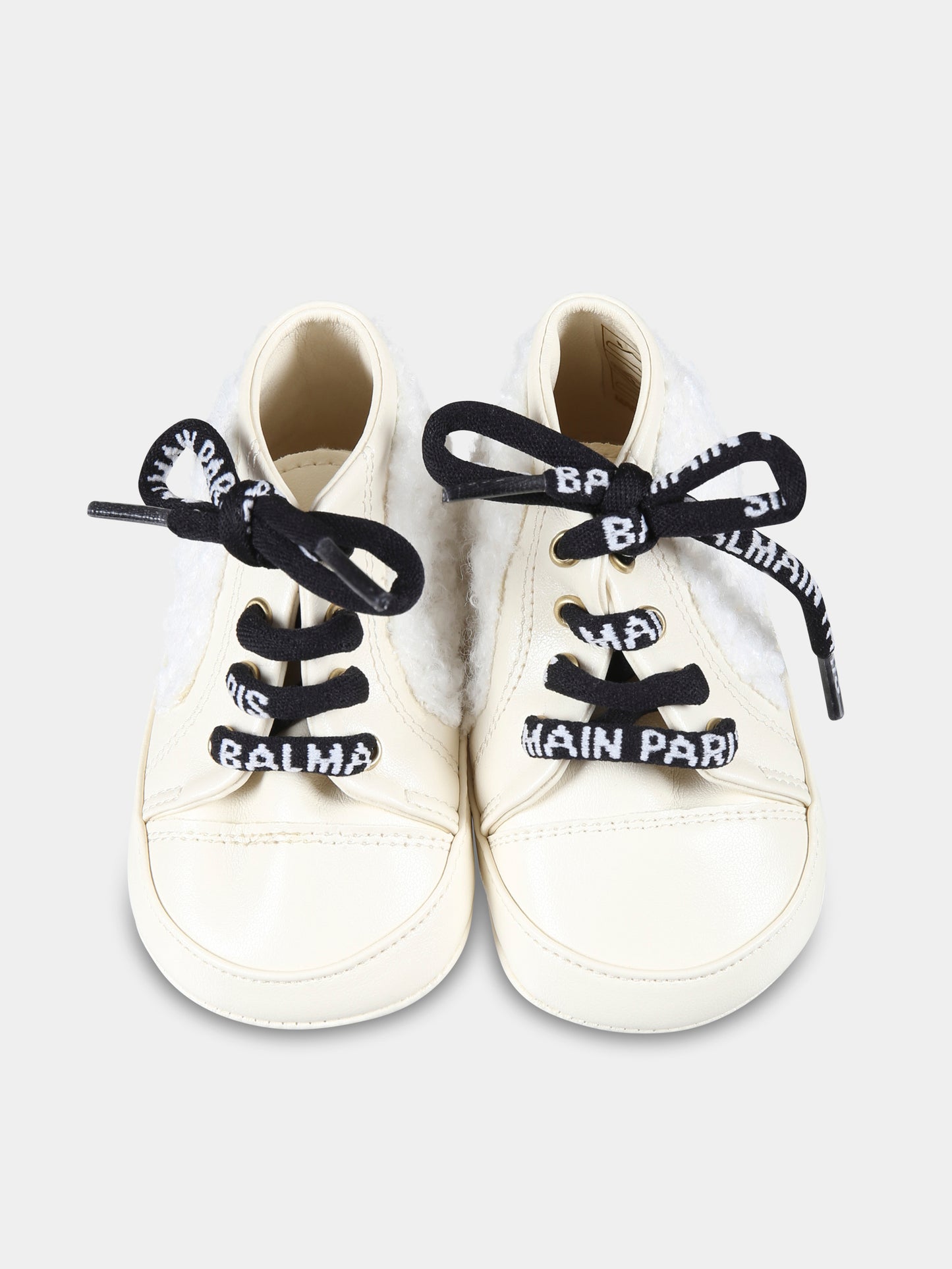 Sneakers avorio per neonati con logo,Balmain Kids,BT0586 Z1631 102