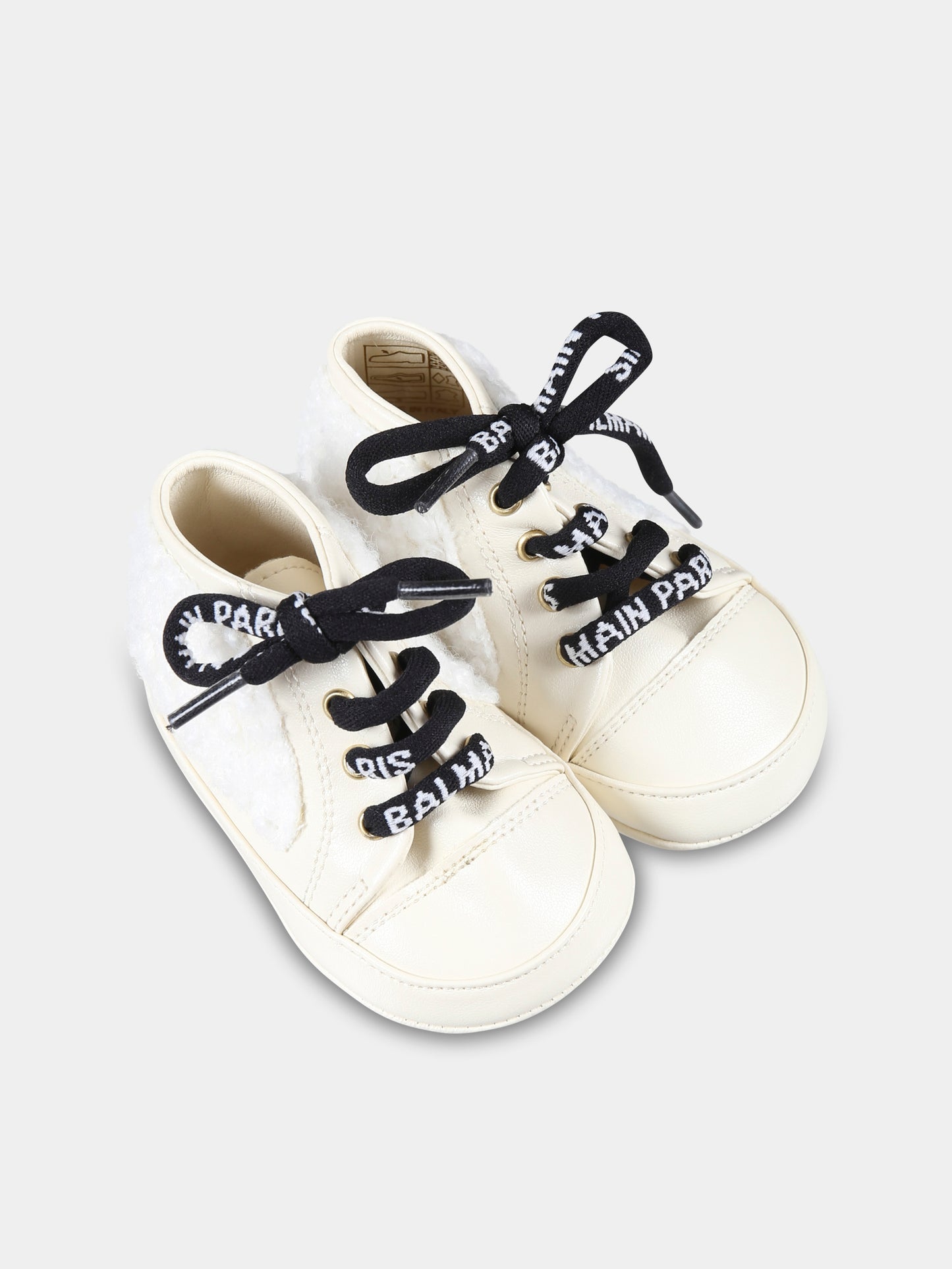 Sneakers avorio per neonati con logo,Balmain Kids,BT0586 Z1631 102