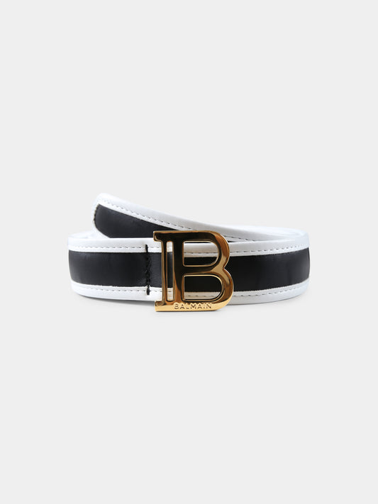 Cintura nera per bambina con logo,Balmain Kids,BT0Q61 Z0847 930BC