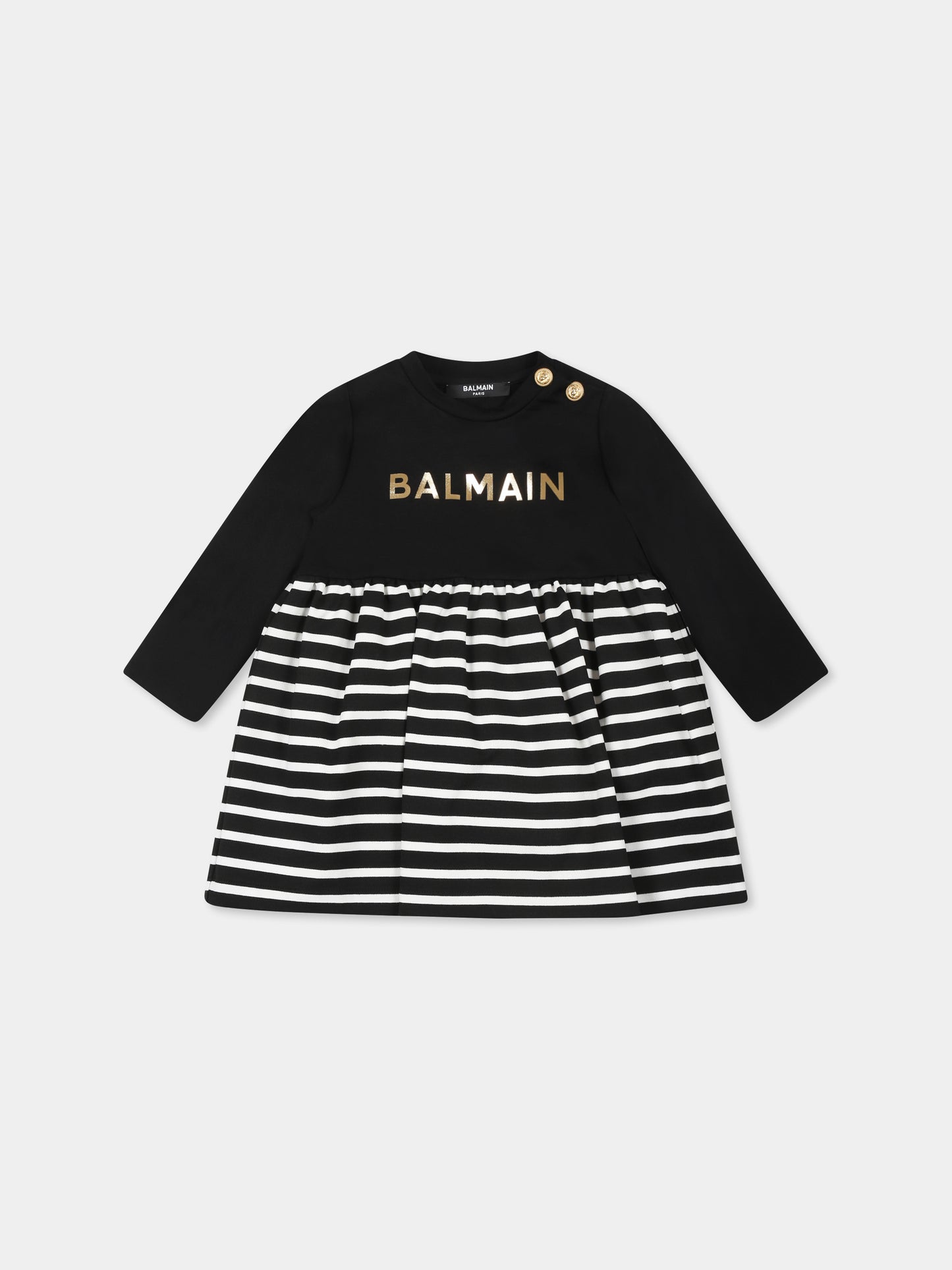 Vestito nero per neonata con logo,Balmain Kids,BT1090 J0035 930BC