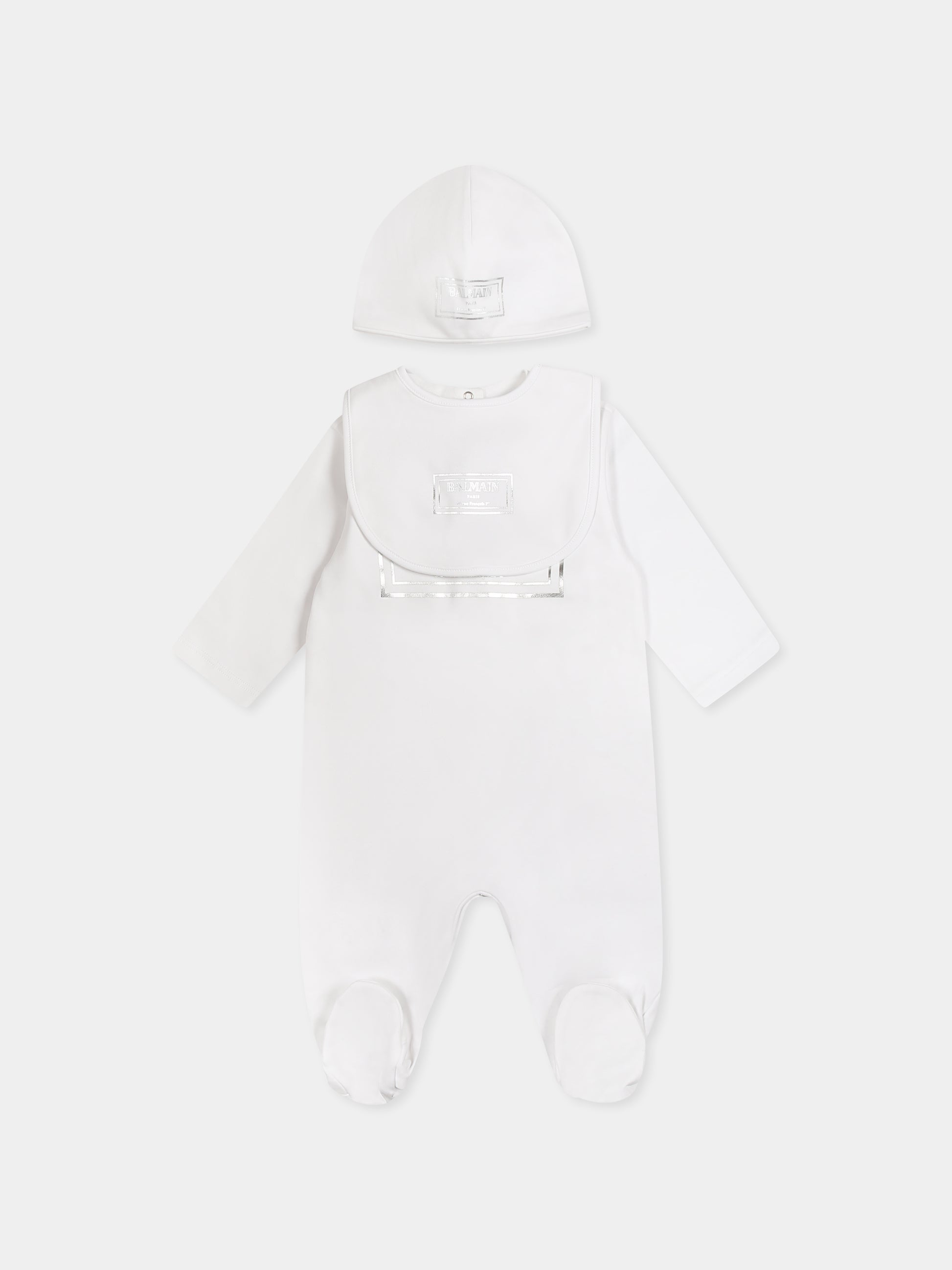 Set tutina bianco per neonati con logo,Balmain Kids,BTB610 Z1763 100AG