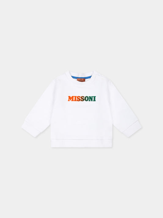 Felpa bianca per neonati con logo,Missoni,MT4500 Z0081 100