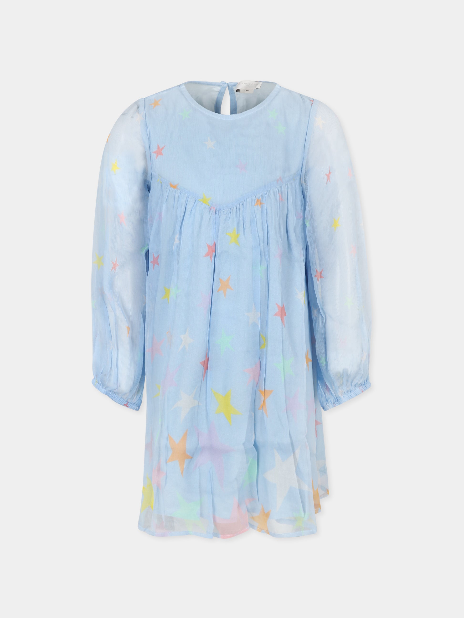 Vestito celeste per bambina con stelle all-over,Stella Mccartney Kids,TT1E90 Z1533 602MC