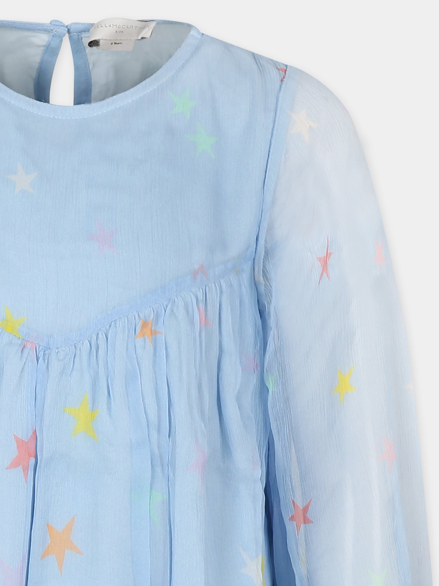 Vestito celeste per bambina con stelle all-over,Stella Mccartney Kids,TT1E90 Z1533 602MC