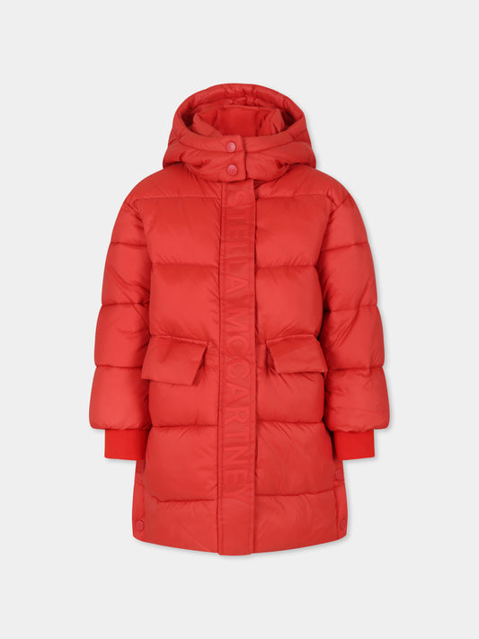 Piumino rosso per bambina con logo,Stella Mccartney Kids,TT2C20 Z0536 412
