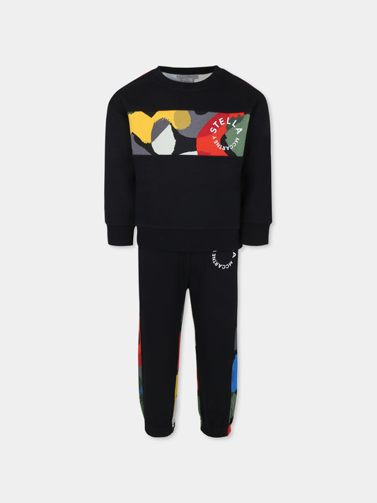 Completo nero per bambino con logo,Stella Mccartney Kids,TT3P80 Z0409 930