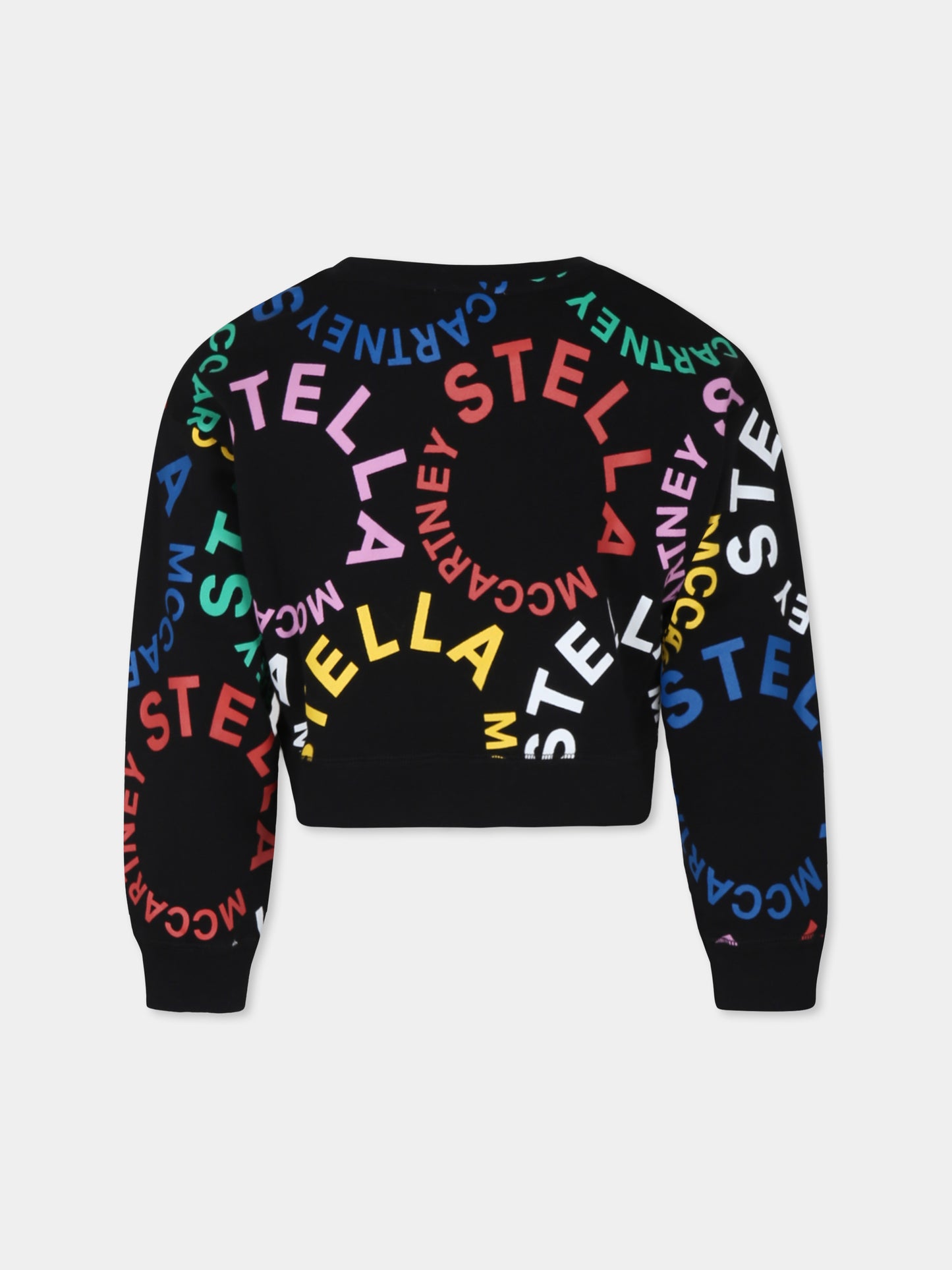 Felpa crop nera per bambina con logo all over,Stella Mccartney Kids,TT4C30 Z1333 930MC