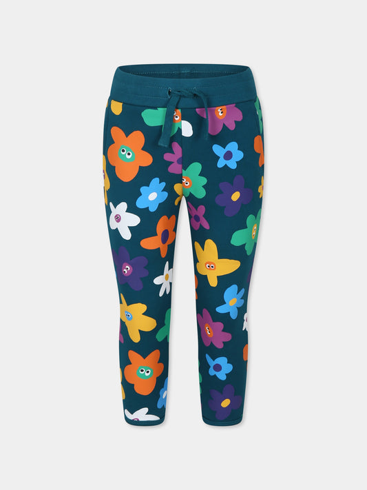 Pantaloni verdi per bambina con stampa fiori,Stella Mccartney Kids,TT6C20 Z1332 619MC