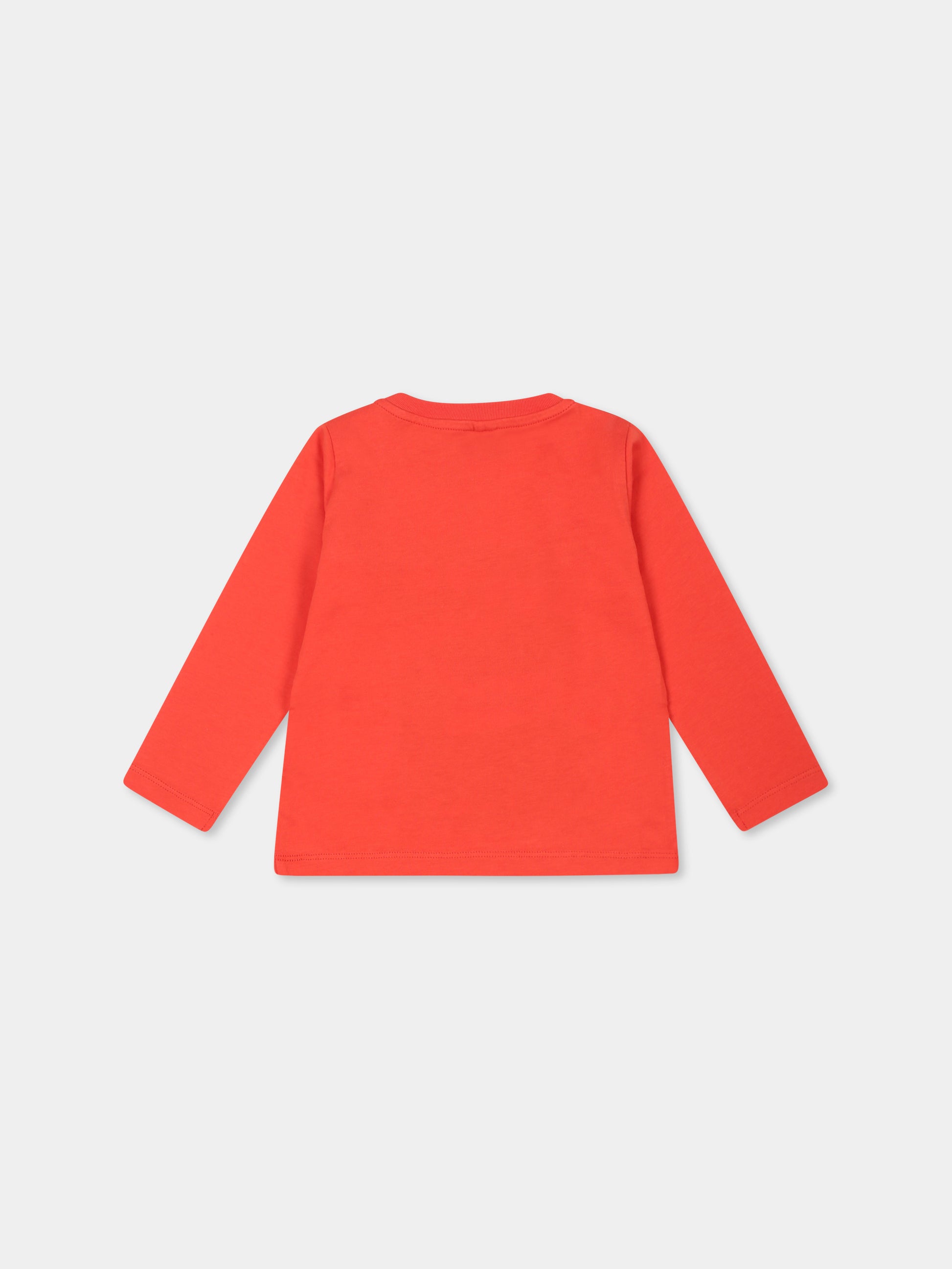 T-shirt rossa per neonato con mostro,Stella Mccartney Kids,TT8570 Z0434 423