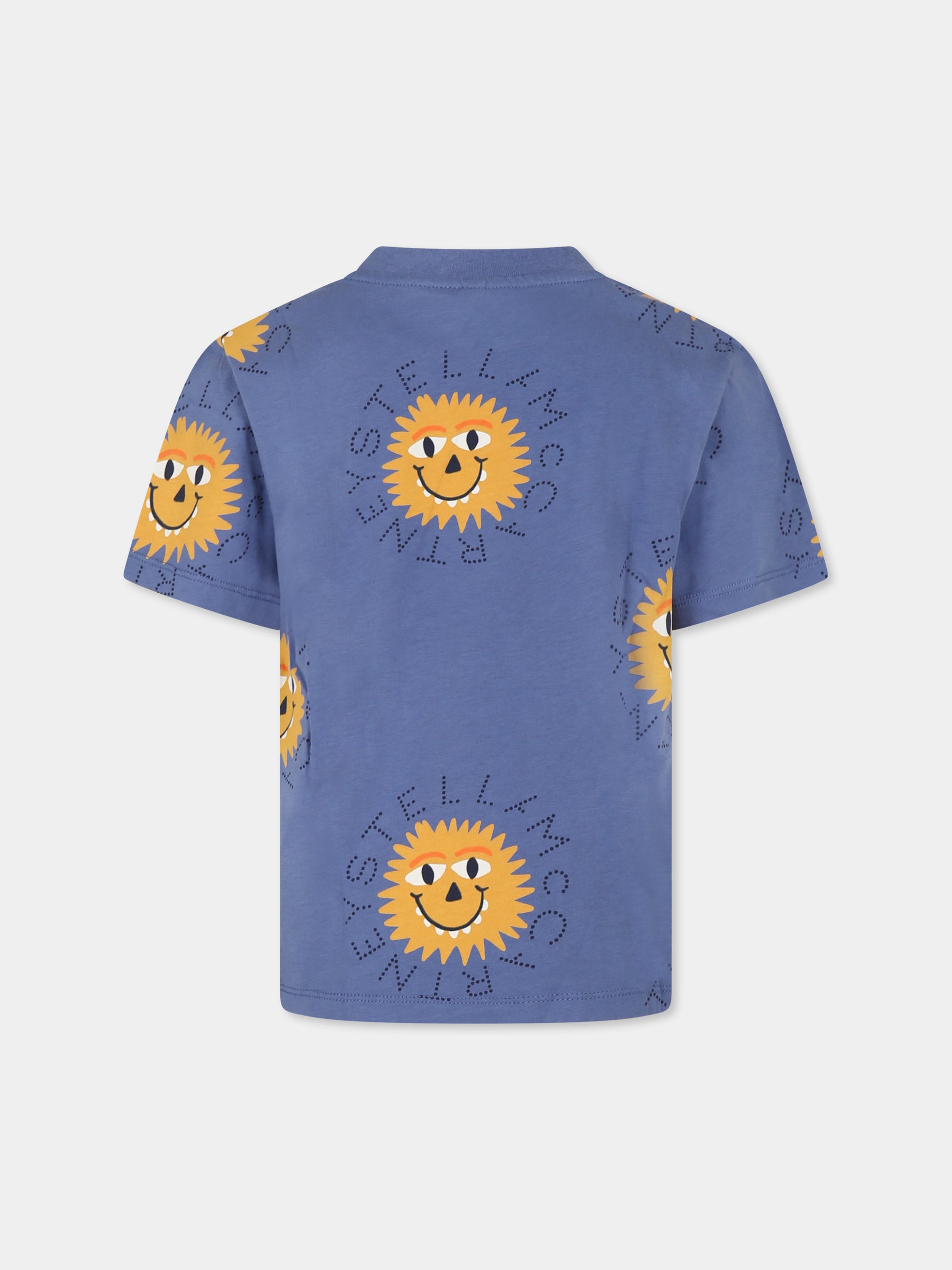 T-shirt blu per bambino con mostri e logo all over,Stella Mccartney Kids,TT8Q81 Z1426 668MC