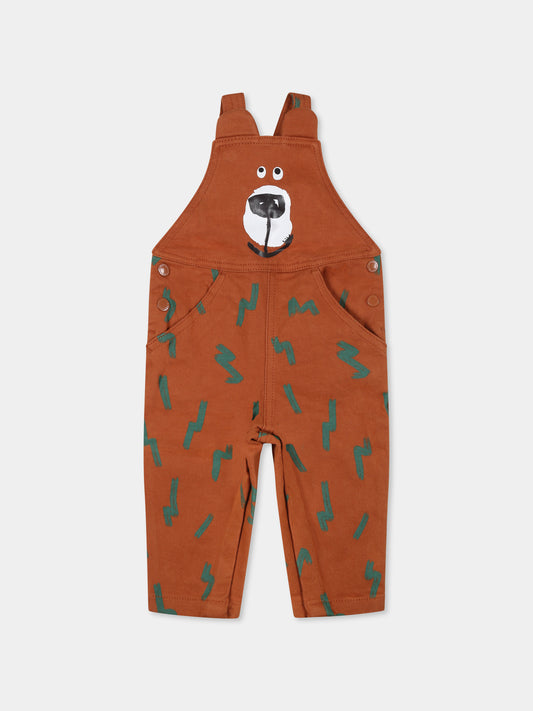 Salopette marrone per neonato con orso,Stella Mccartney Kids,TTA512 Z1481 312VE