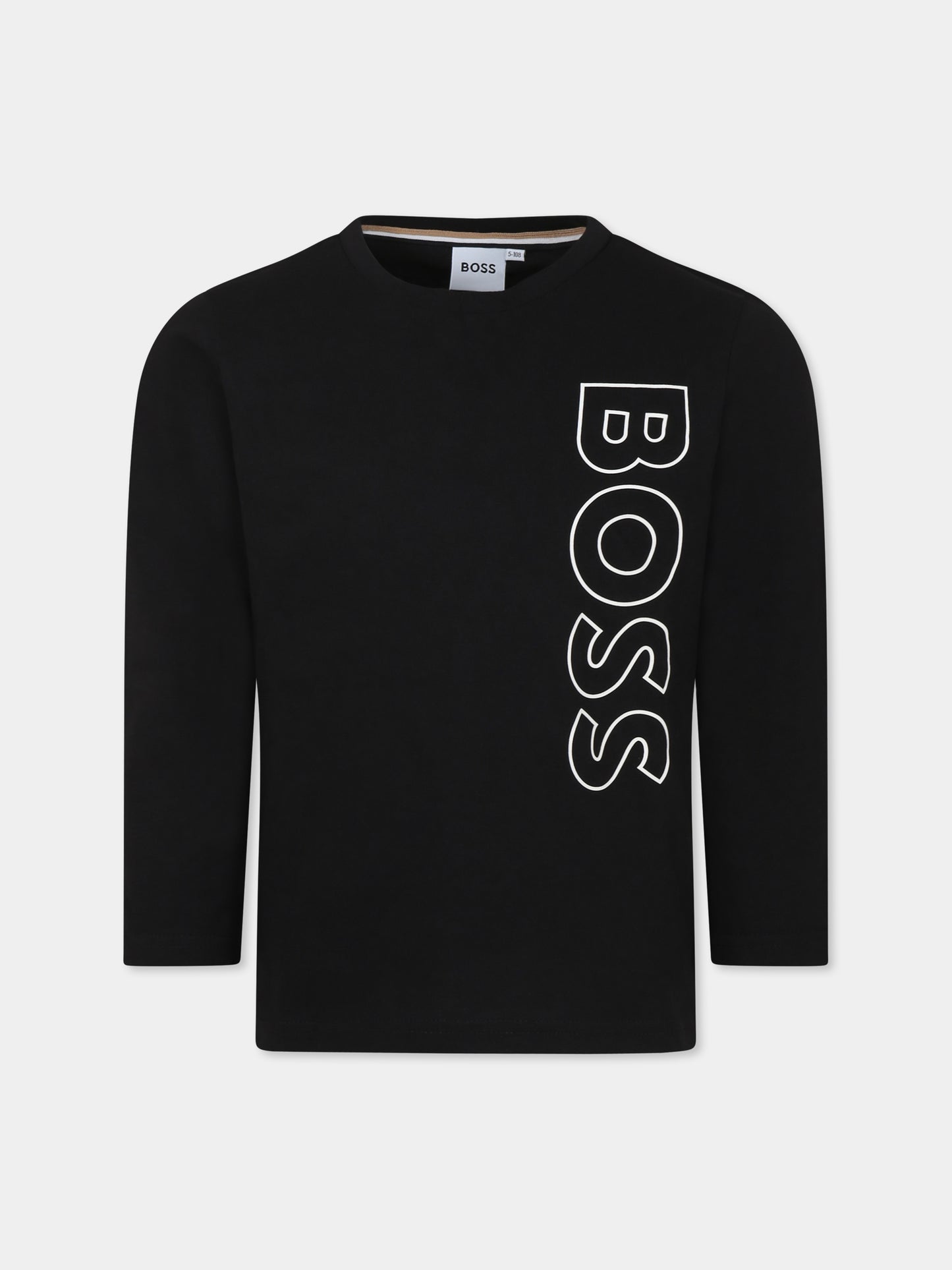 T-shirt nera per bambino con logo,Boss,J25O68 09B