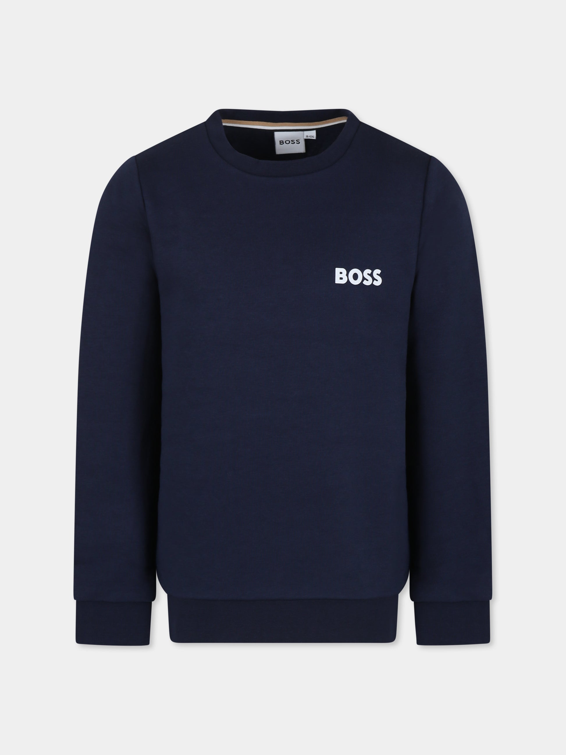 Maglione blu per bambino con logo,Boss,J25Q12 849