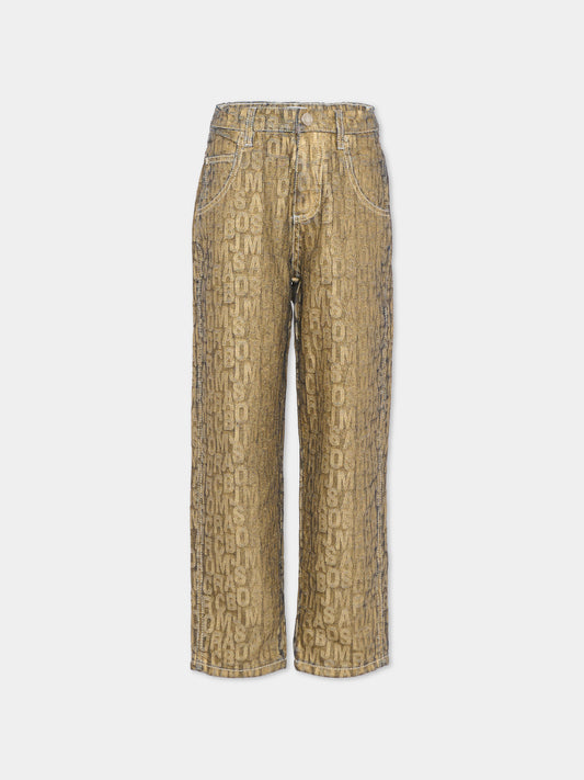 Pantaloni oro per bambina con logo,Marc Jacobs,W60251 32C