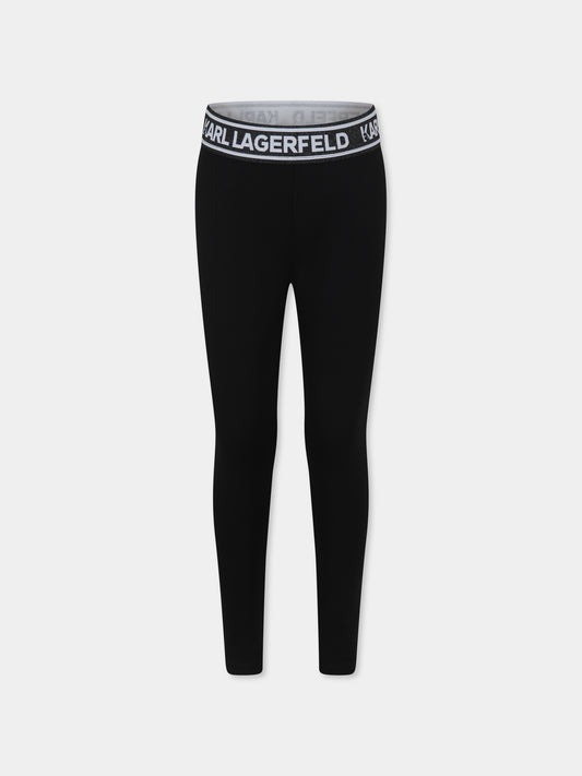 Leggings neri per bambina con logo,Karl Lagerfeld Kids,Z30202 09B