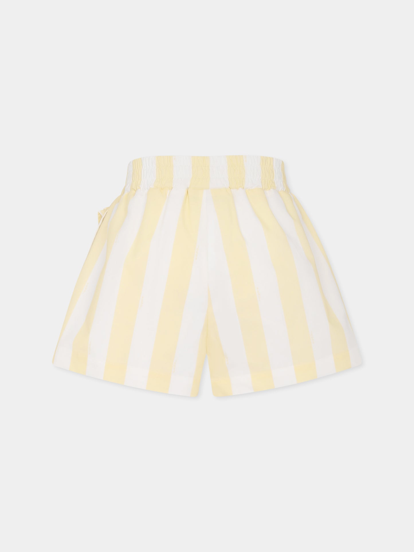Yellow shorts for girl with pequin print