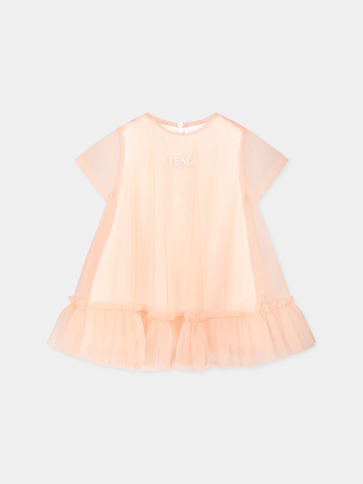 Vestito rosa per neonata con logo,Fendi Kids,BFB554 AEXX F1RX7