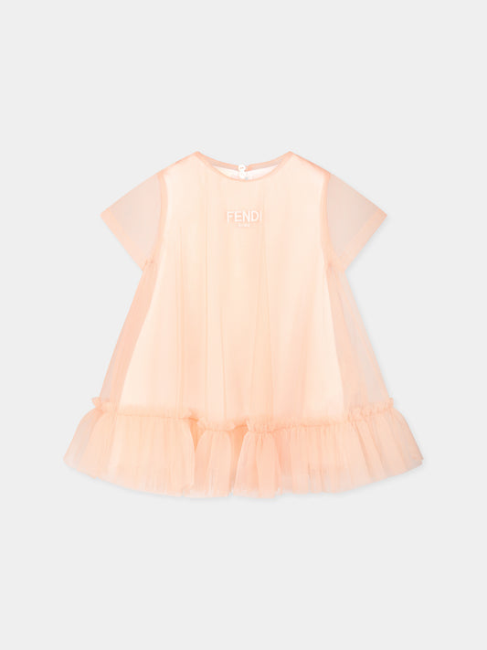 Vestito rosa per neonata con logo,Fendi Kids,BFB554 AEXX F1RX7