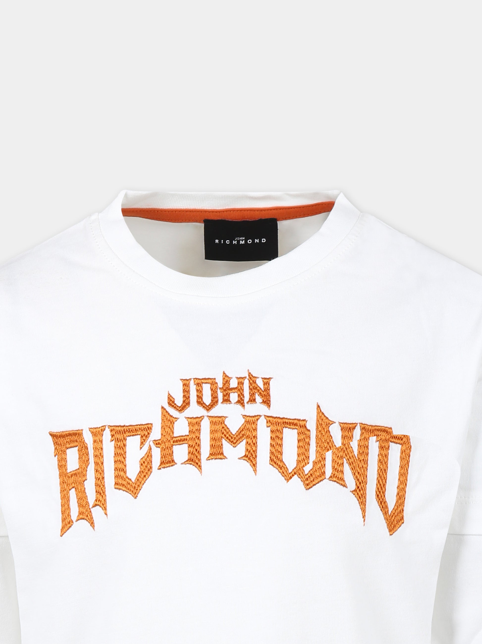 T-shirt bianca per bambino con logo,Richmond,RBA24058TS OFF-WHITE