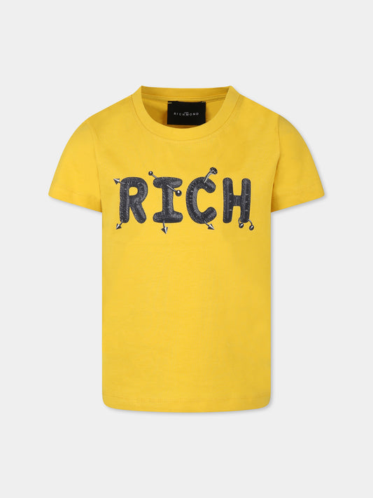 T-shirt gialla per bambino con logo,Richmond,RBA24141TS YELLOW