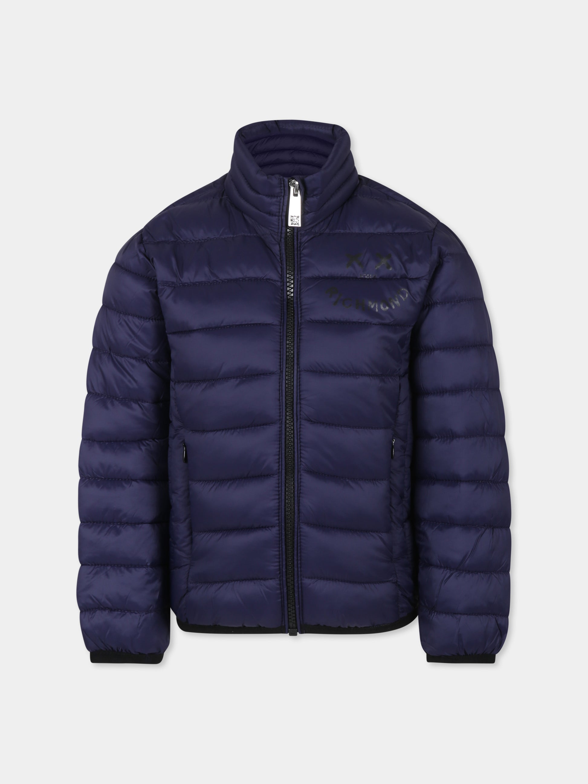 Piumino blu per bambino con logo,Richmond,RBA24175PI BLUE NAVY