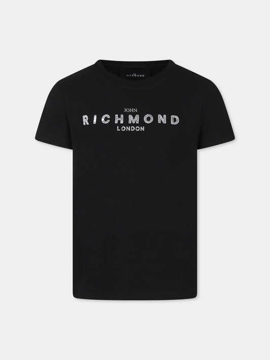 T-shirt nera per bambina con logo,Richmond,RGA24055TS BLACK