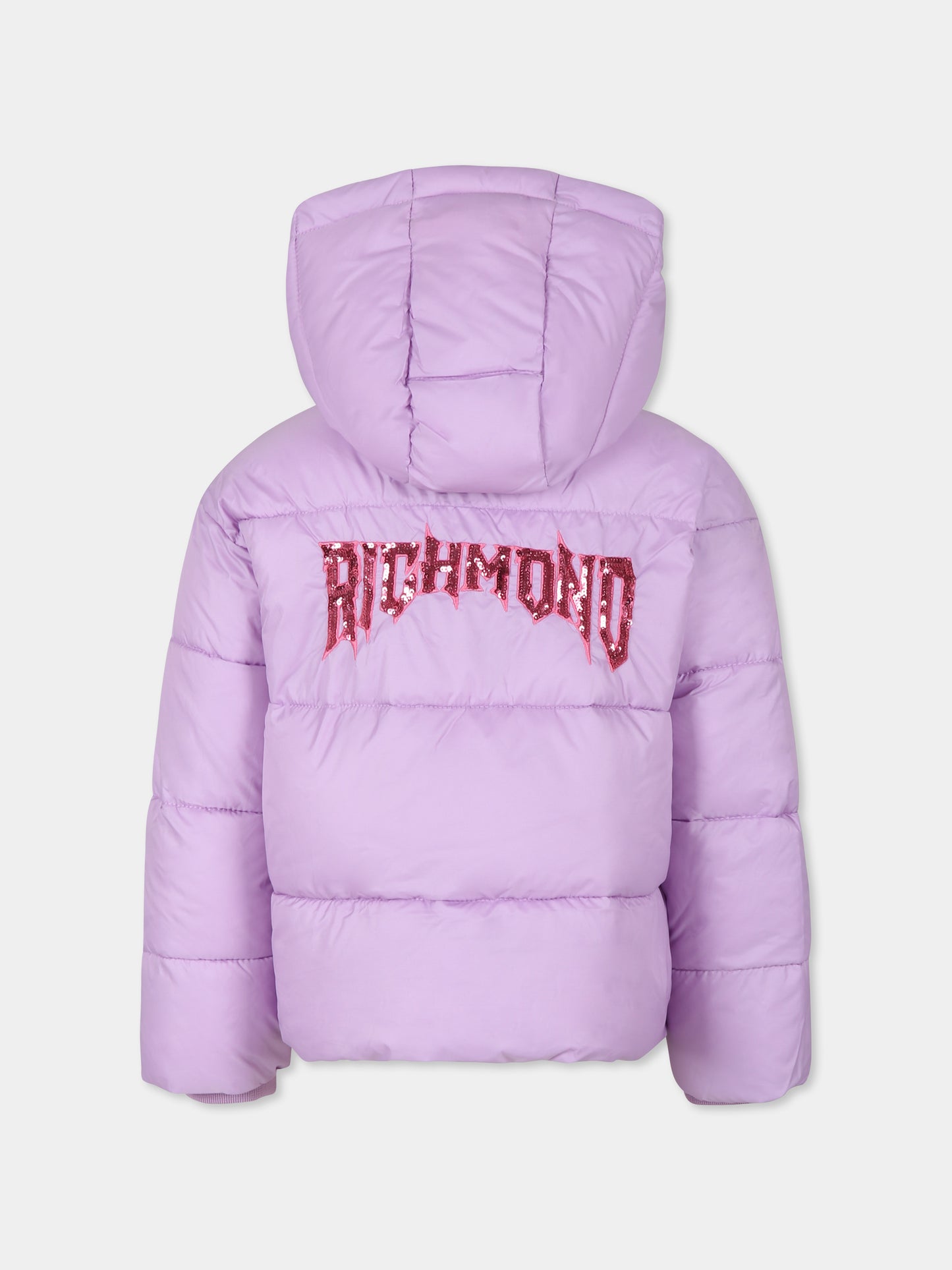 Piumino lilla per bambina con logo,Richmond,RGA24084PI ORCHID