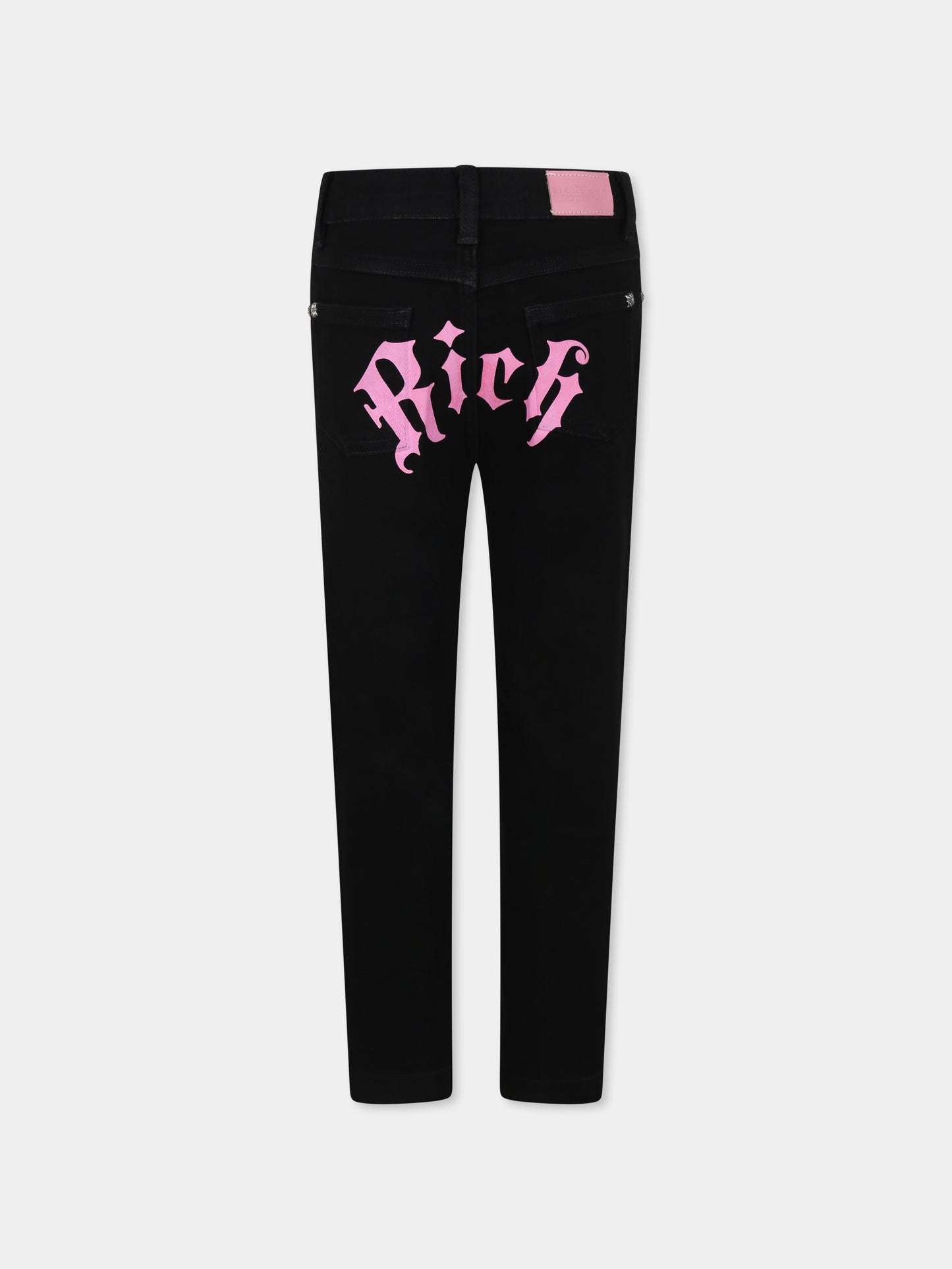 Jeans neri per bambina con logo,Richmond,RGA24130JE DENIM BLACK