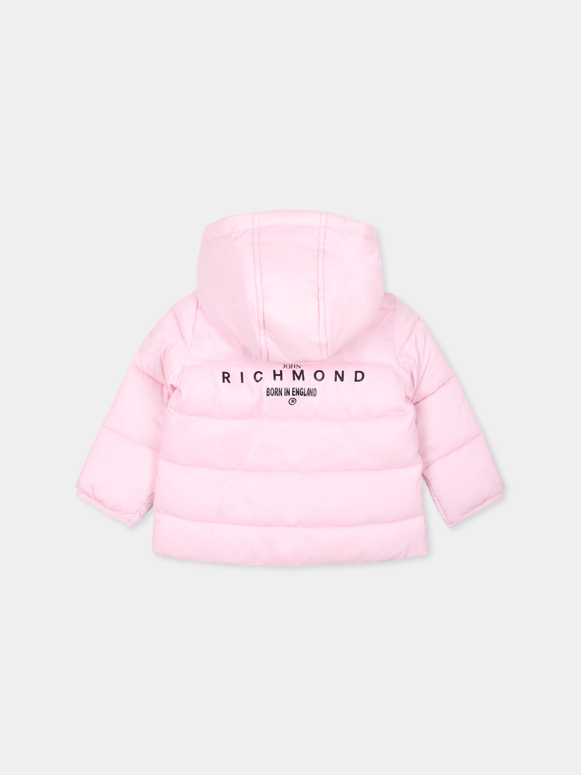 Piumino rosa per bambina con logo,Richmond,RIA24002PI PINK LIGHT