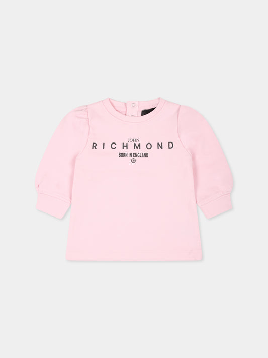 Vestito rosa per neonata con logo,Richmond,RIA24004VE PINK LIGHT