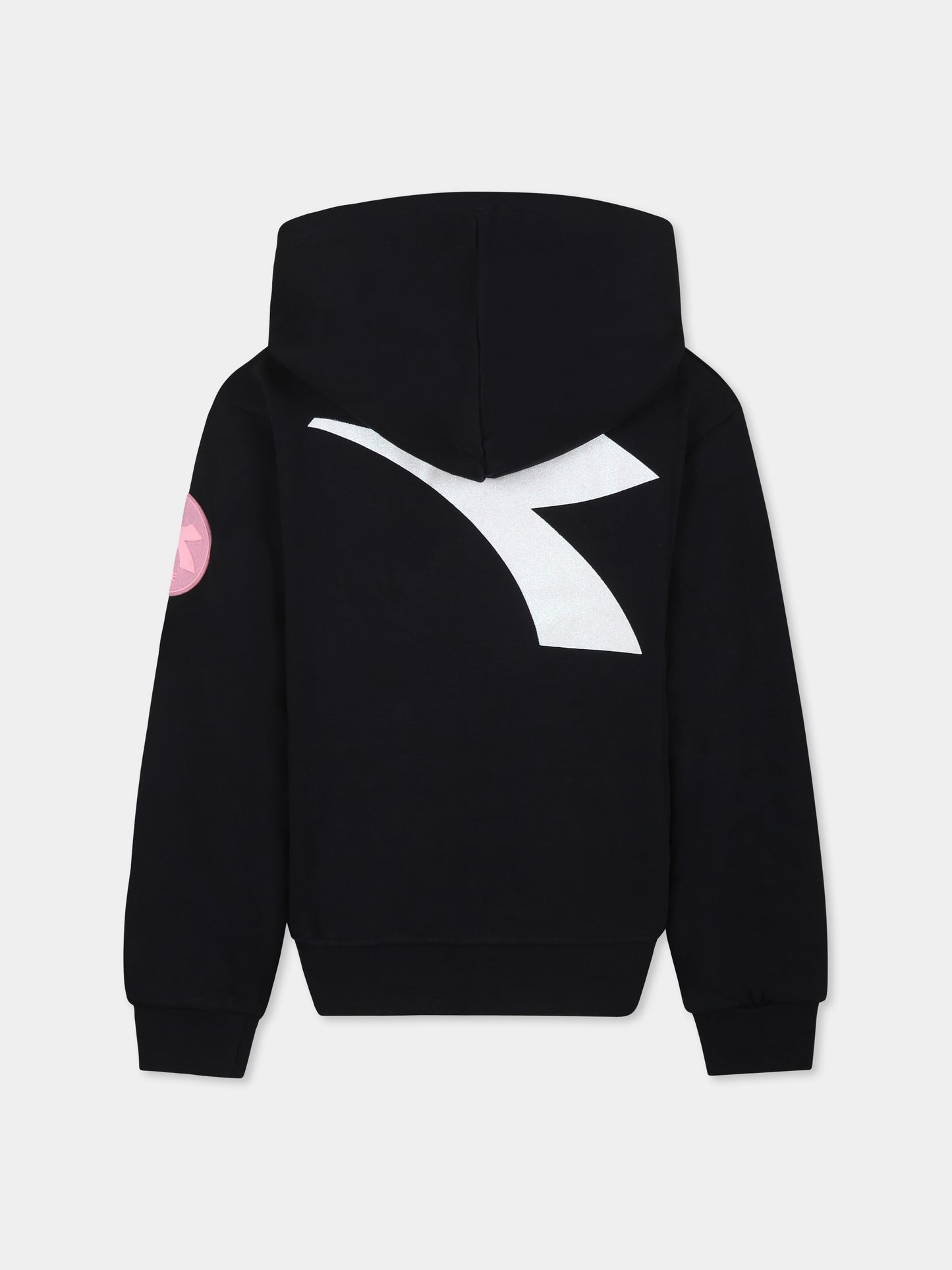 Felpa nera per bambina con logo,Diadora Kids,F3DIJGHS114 110