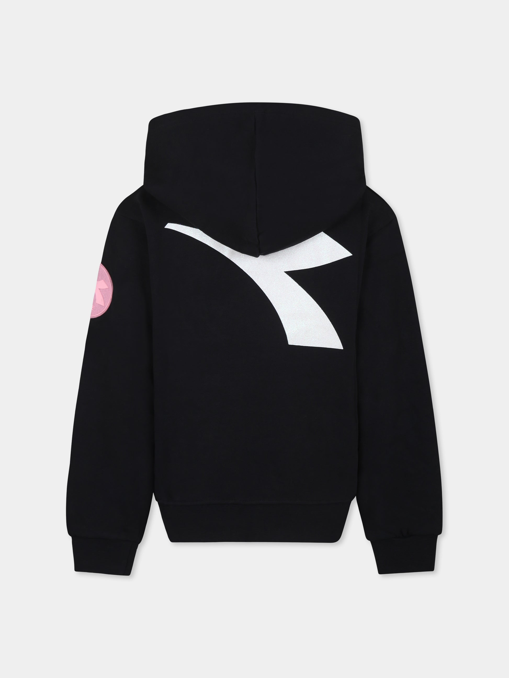Felpa nera per bambina con logo,Diadora Kids,F3DIJGHS114 110