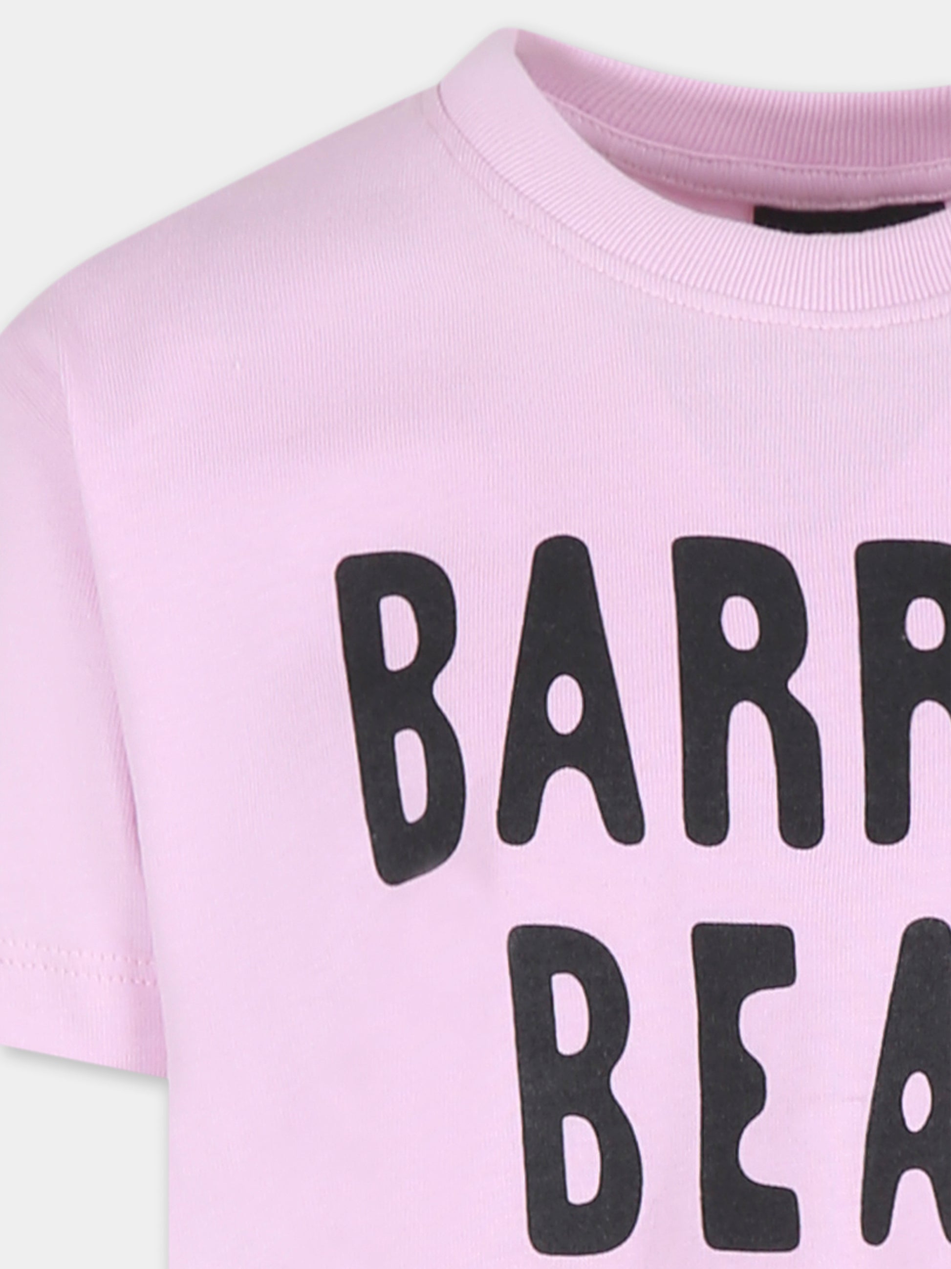 T-shirt rosa per bambini con logo e stampa Bear,Barrow,F4BKJUTH073 BW014