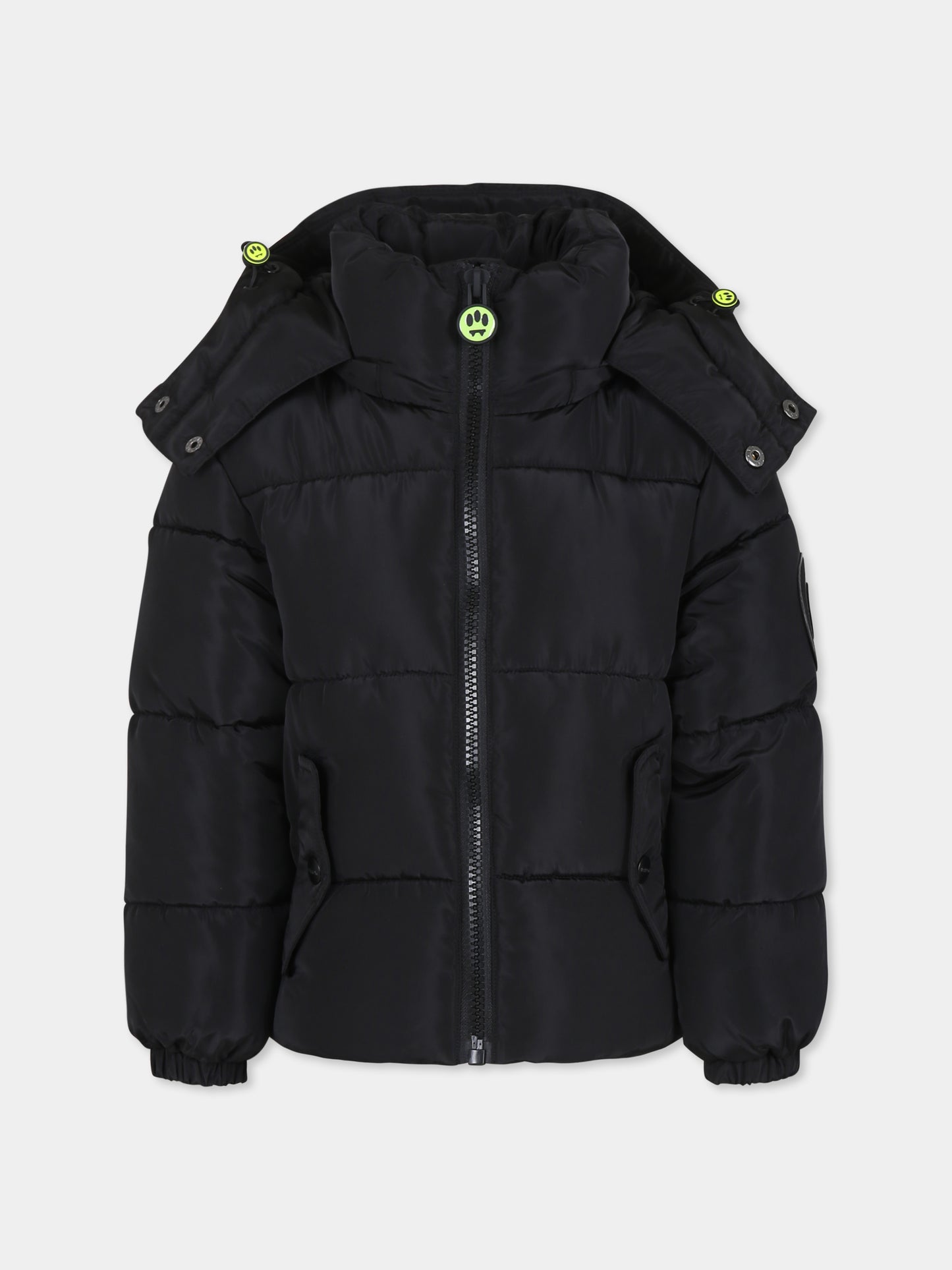 Black down jacket for kids with smiley